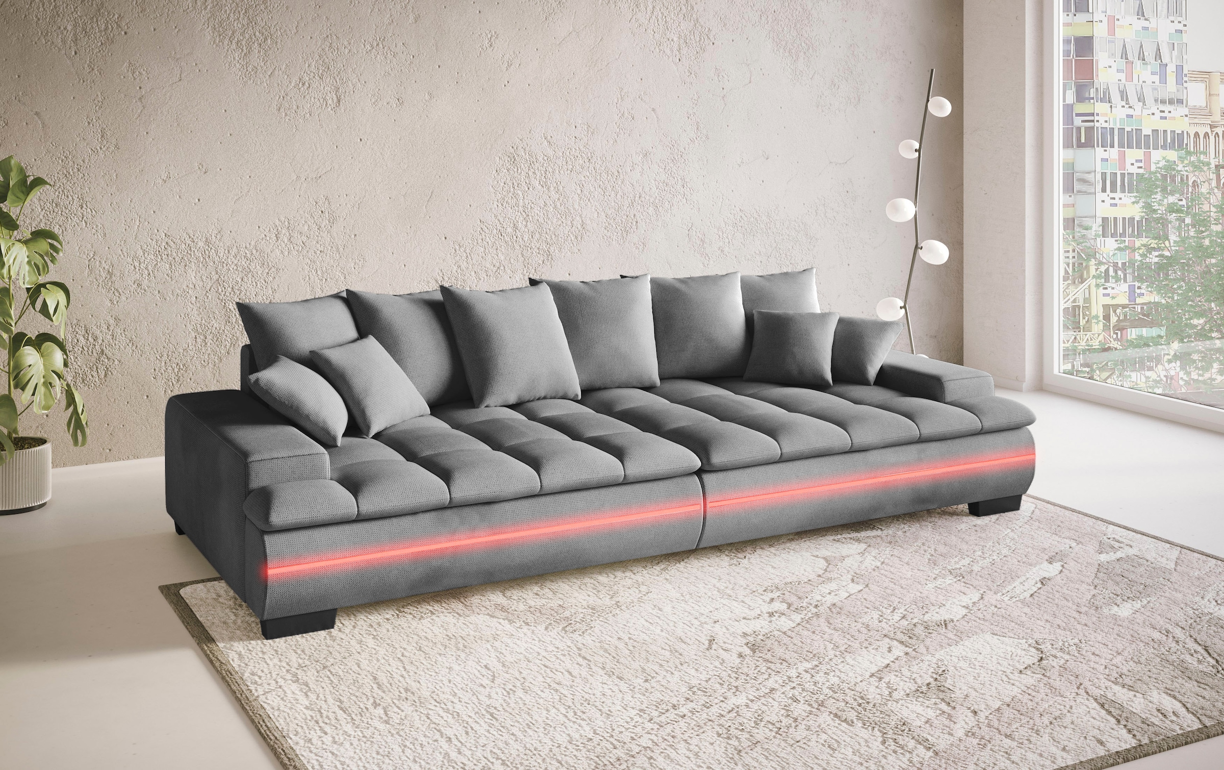 Mr. Couch Big-Sofa »Haiti II«, RGB-LED Beleuchtung, Kaltschaumpolsterung, bis 140 kg belastbar