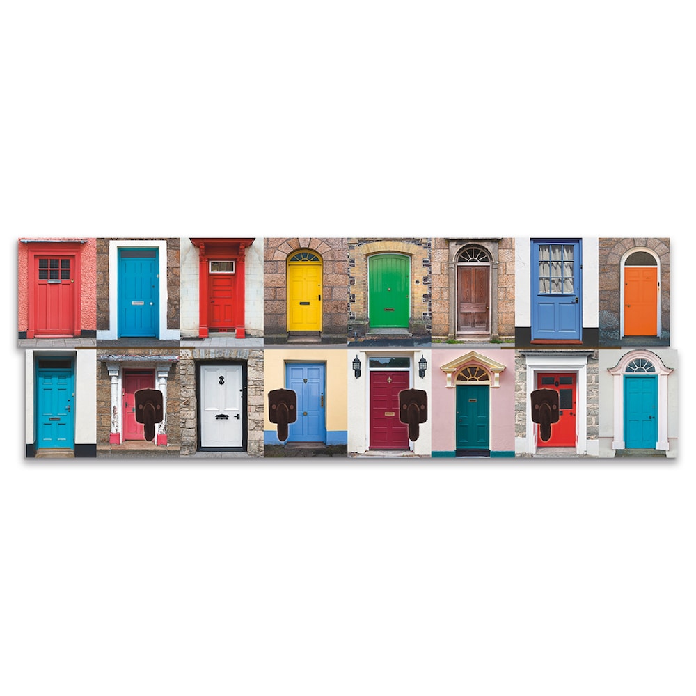 Garderobenleiste »Fotocollage von 32 bunten Haustüren«