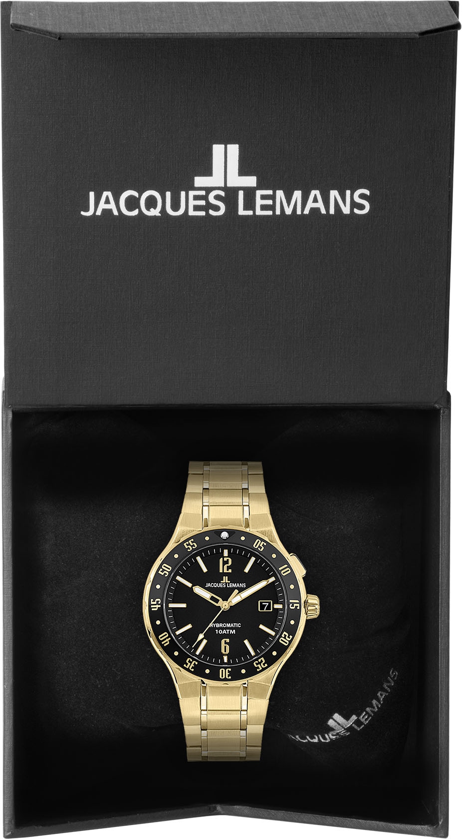 Jacques Lemans Kineticuhr »Hybromatic, 1-2109J«, Armbanduhr, Herrenuhr, Datum, Lünette einseitig drehbar