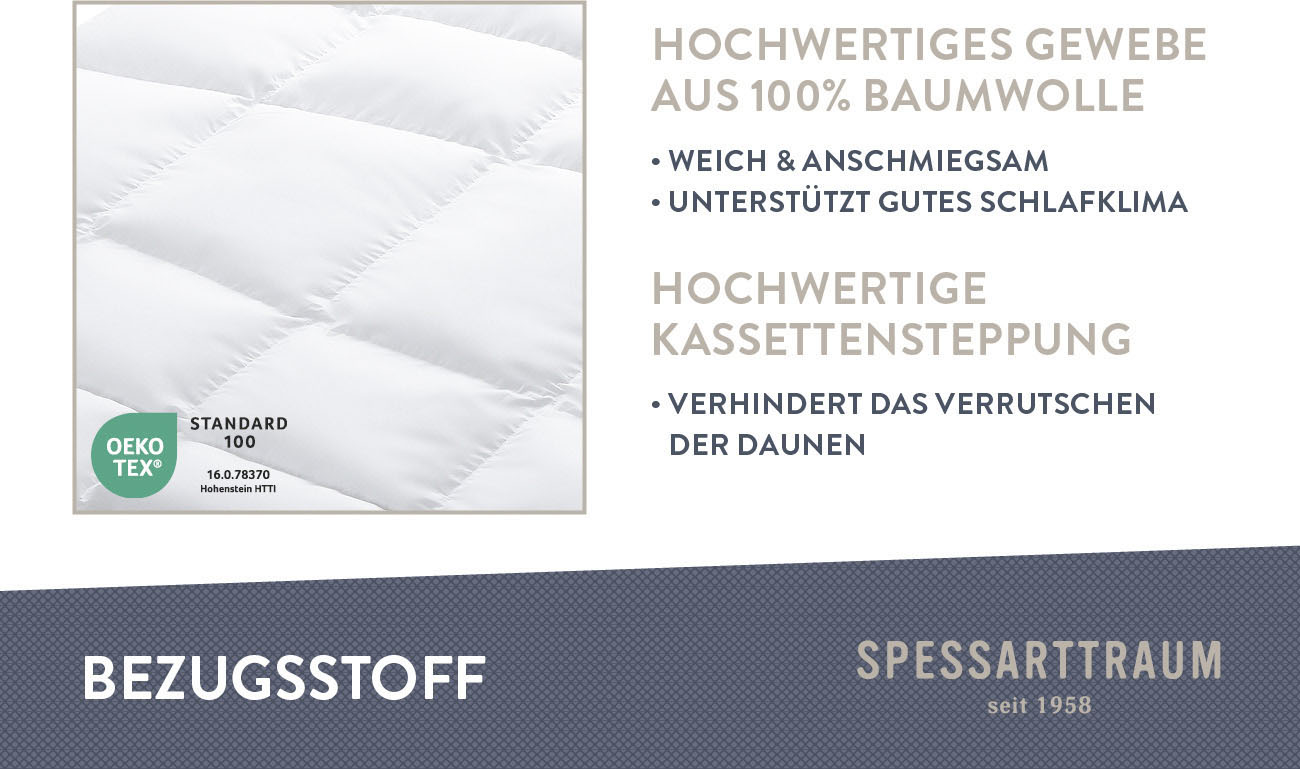 Thumbnail - SPESSARTTRAUM Daunenbettdecke "First Class", extrawarm, Füllung 90% Daunen / 10% Federn, Klasse 1, Downpass zertifiziert...