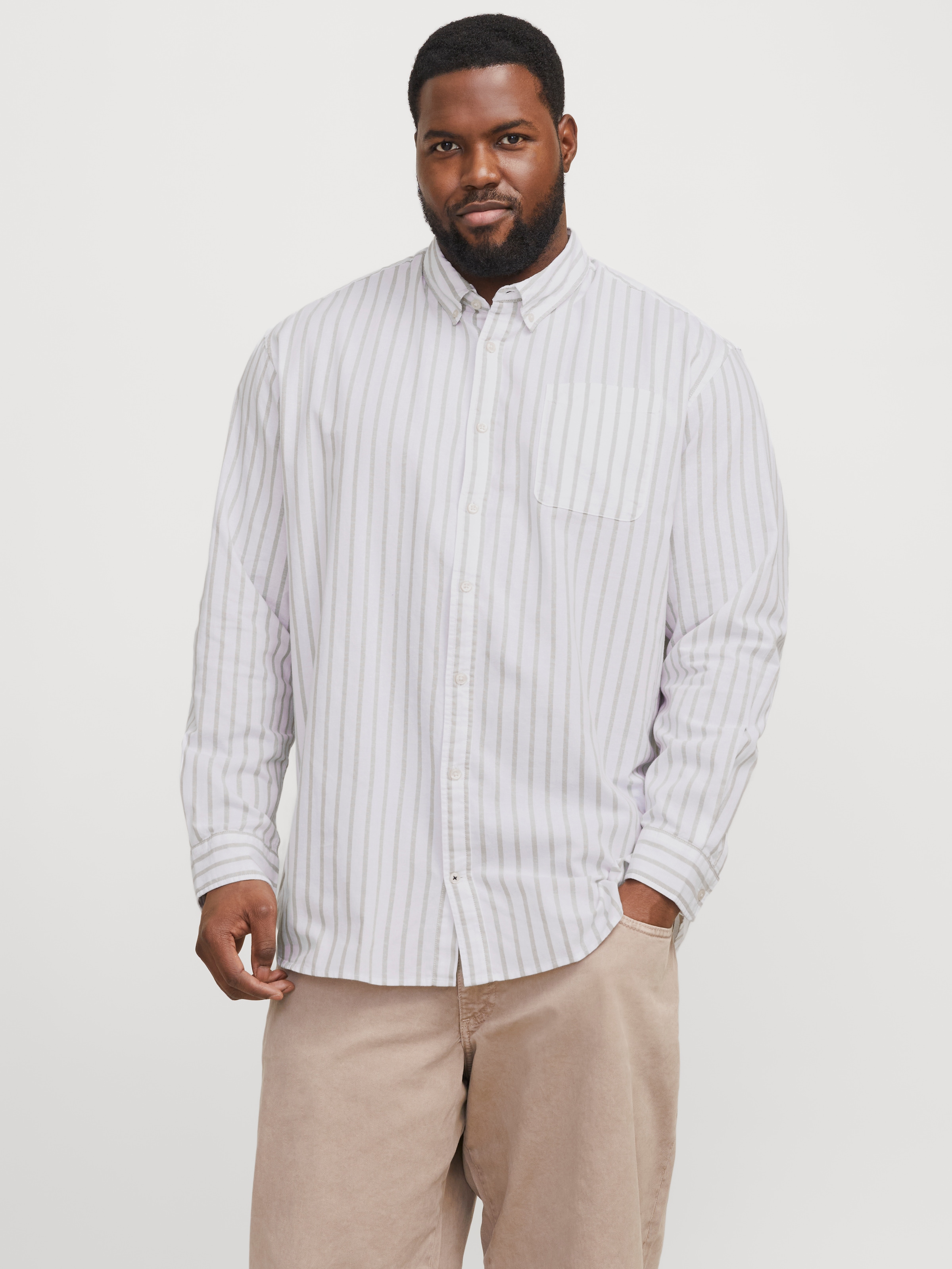 Jack & Jones PlusSize "JJEOXFORD SHIRT L/S S21 NOOS PLS" mit Brusttasche