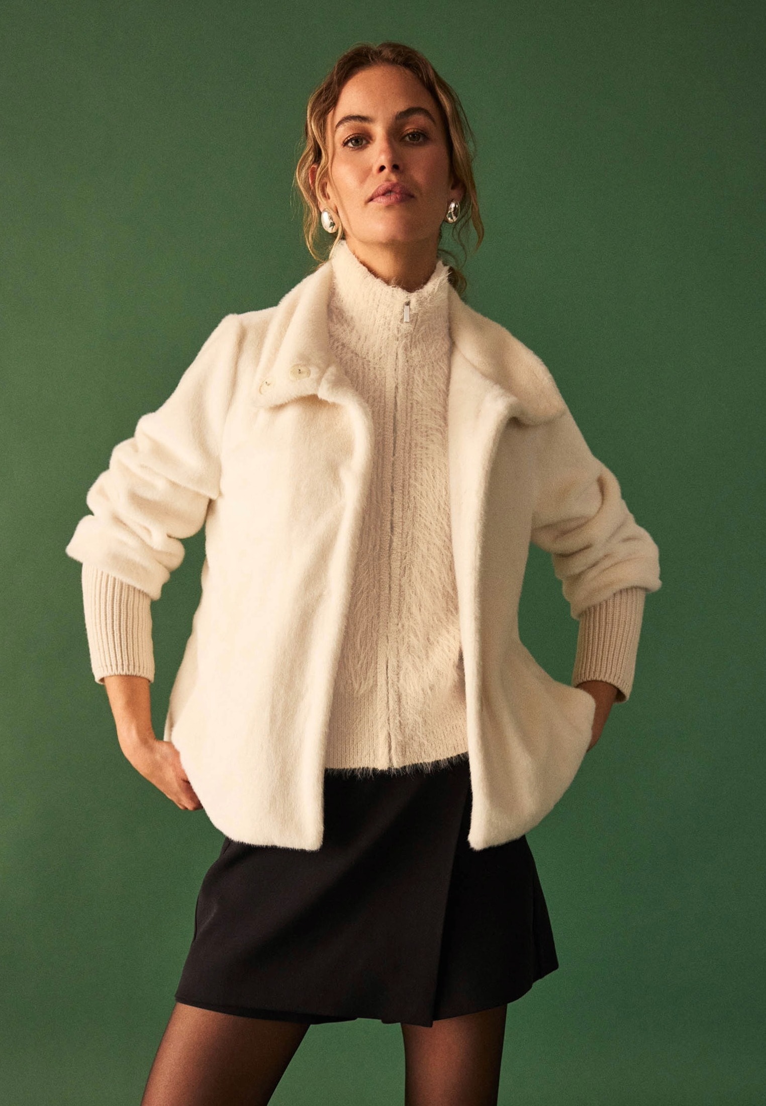 Zero Fellimitatjacke »zero Damen Fellimitat-Jacke mit Stehkragen«