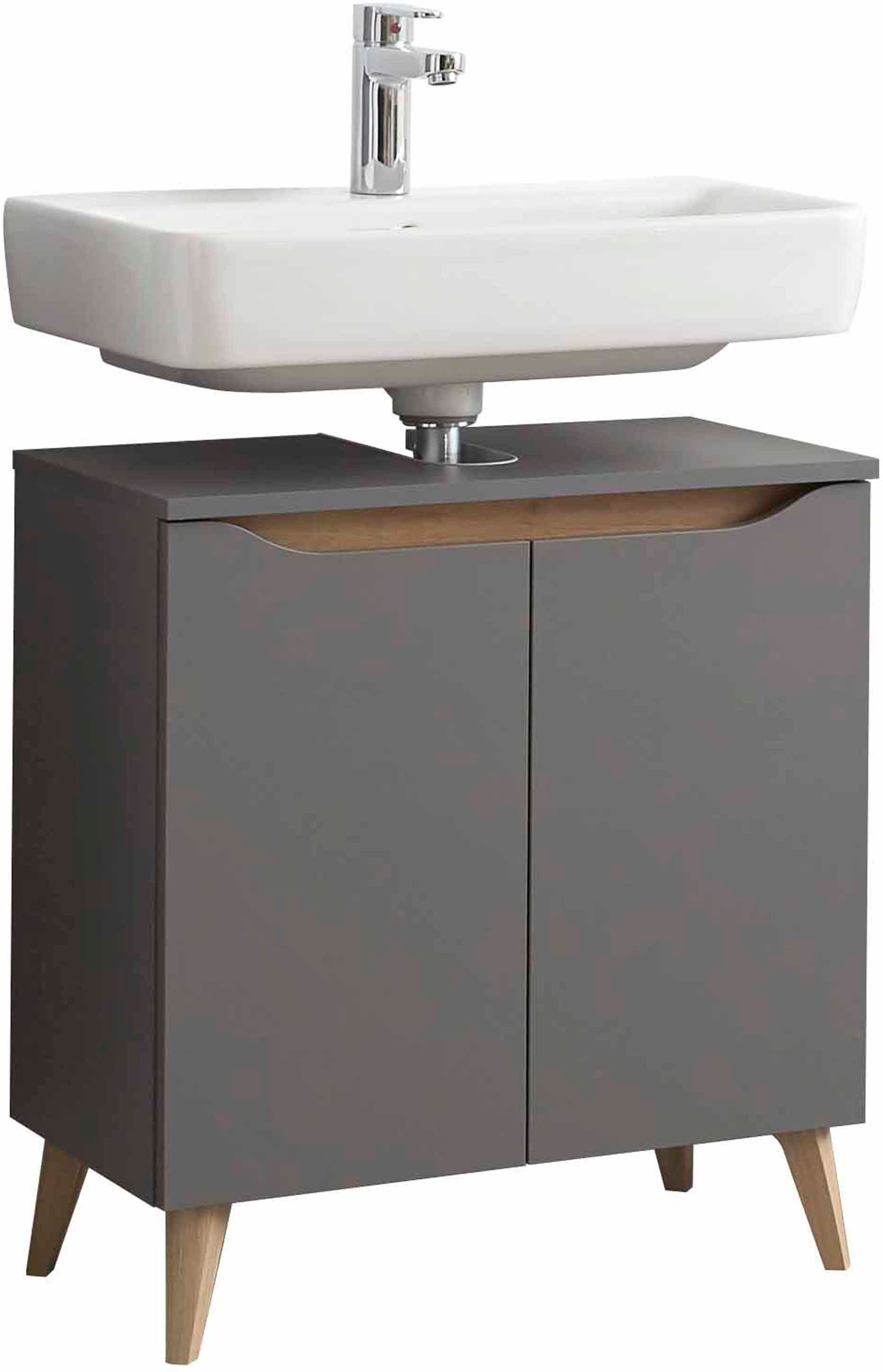 Saphir Badmöbel-Set »Quickset 5-teilig, Waschbeckenunterschrank mit LED-Spiegelschrank«, (6 St.), Midischrank, Unterschrank, Hängeschrank, inkl. Türdämpfer, 9 Türen