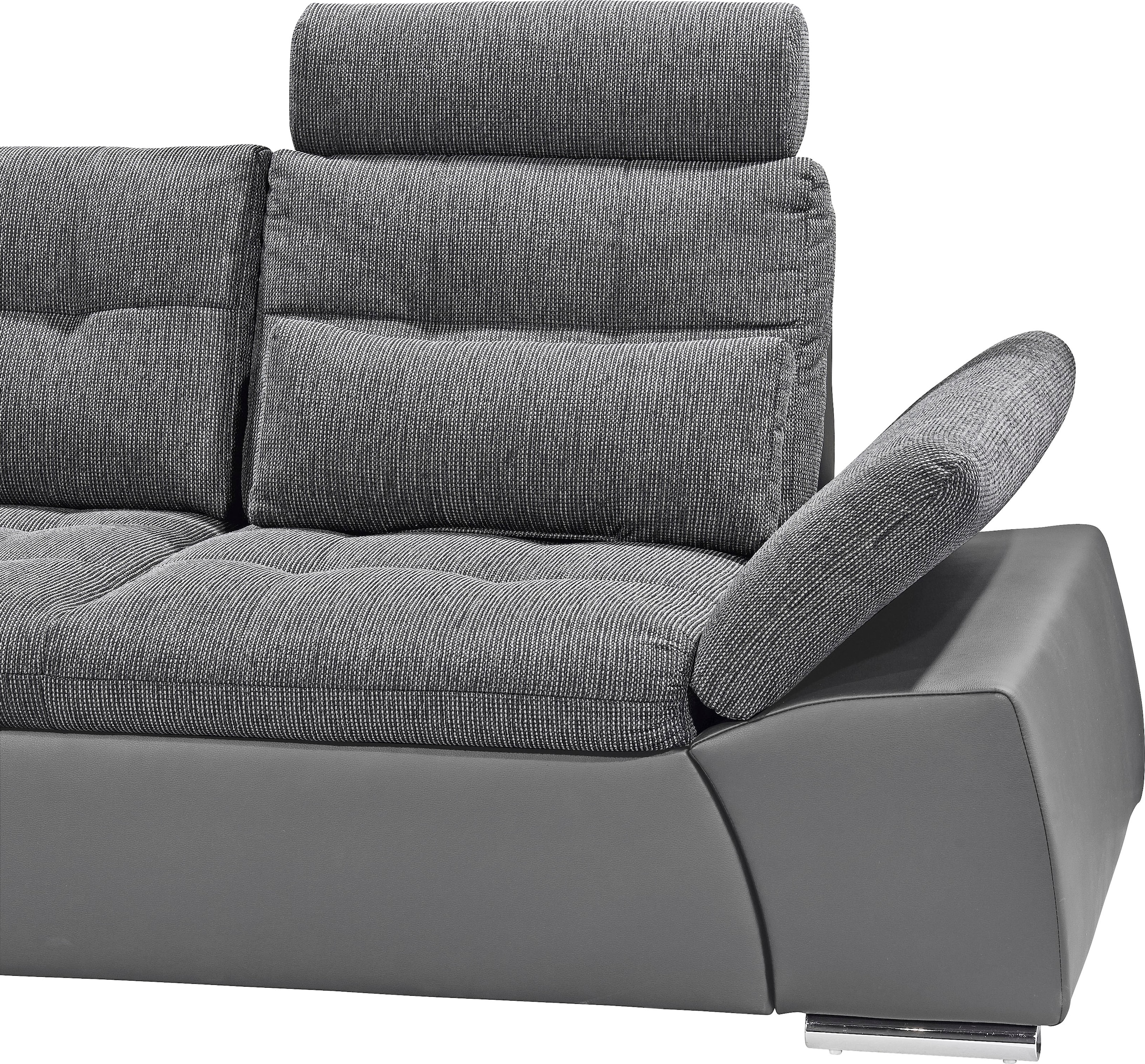 ED EXCITING DESIGN Ecksofa »Jakarta L-Form«, mit Bettfunktion, Armteilverstellung, Kopfstützen & 2 Nierenkissen