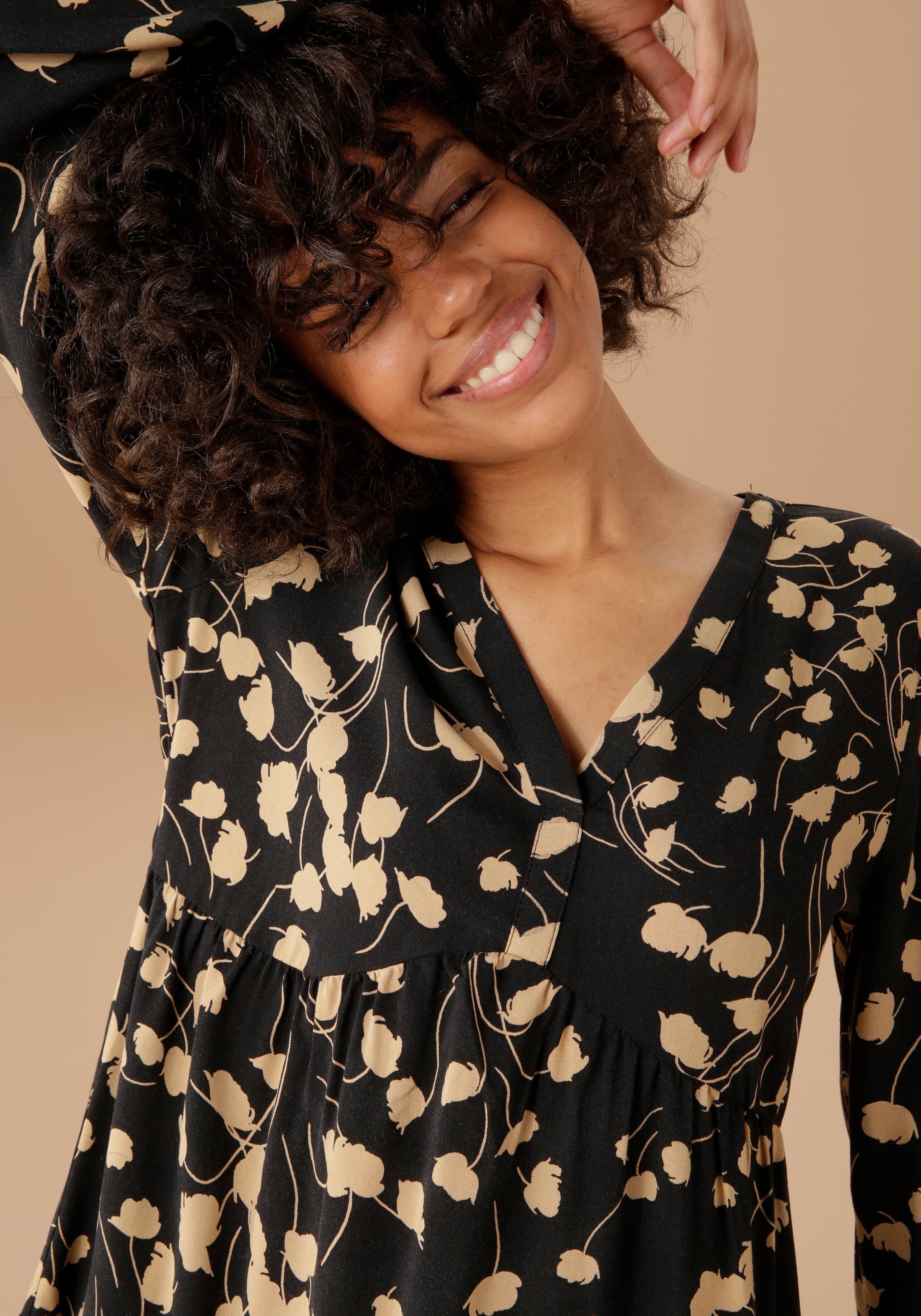 Aniston CASUAL Blusenkleid, mit graphischem Blumendruck bestellen | BAUR