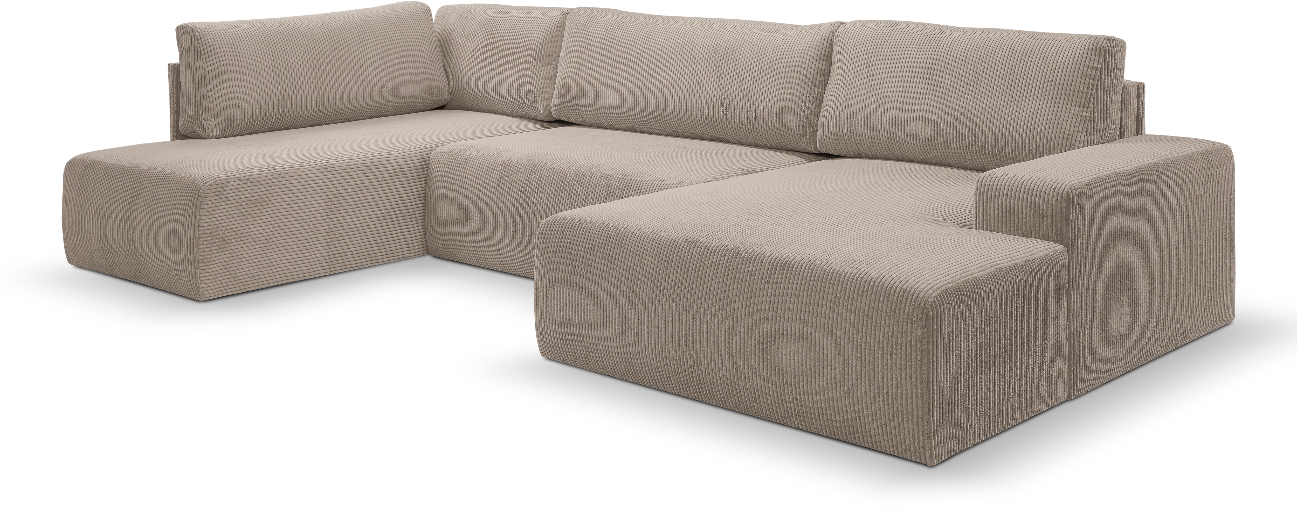 Thumbnail - WERK2 Wohnlandschaft "Rotterdam-U, U-Form, in kuschelweichem Cord oder Breitcord", Design Sofa mit Schlaffunktion & Bett...