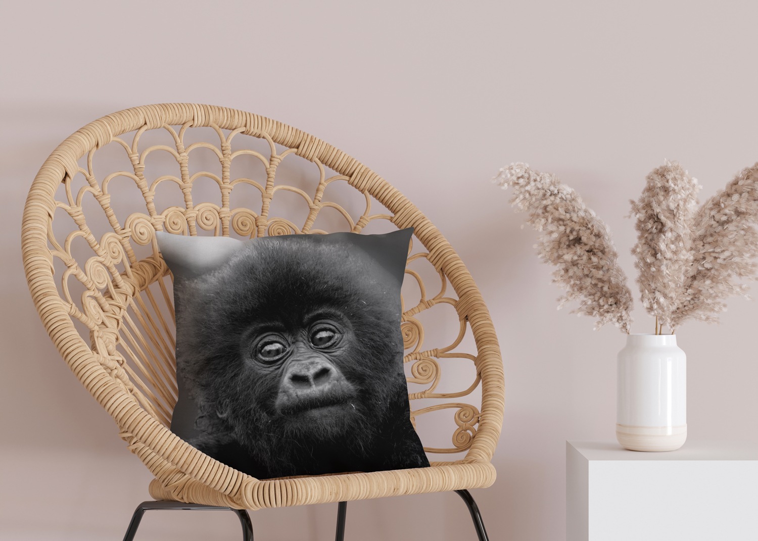 queence Dekokissen »Affen Baby«, Kissenhülle mit HD Premium Druck, geruchsneutral, 40x40cm