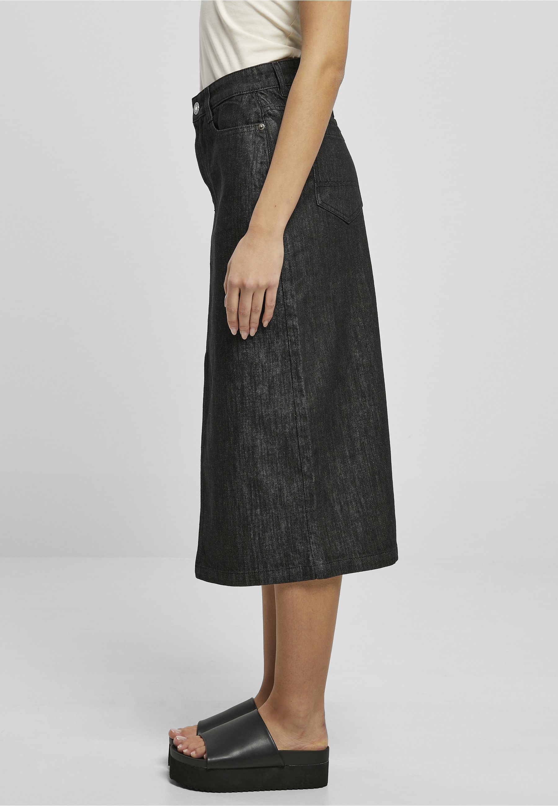 URBAN CLASSICS Jerseyrock »Urban Classics Damen Ladies Midi Denim Skirt« 1 Stk.