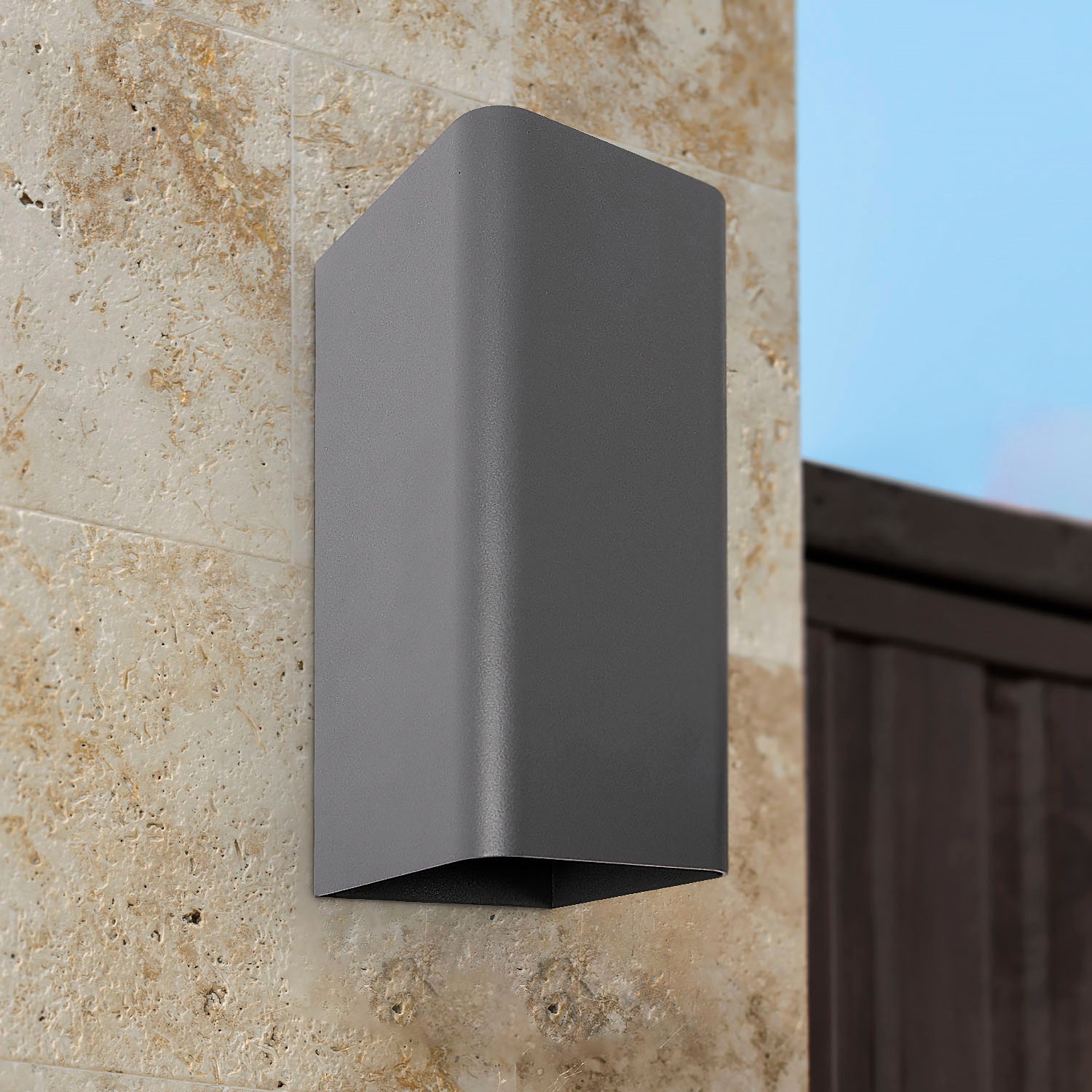 PACO HOME Wandleuchte "ELENA", grau, H: 24cm, Leuchten, In-& Outdoor Wandleuchte LED Aussen Garten Lampe 3000 K IP 54 Up Down, Wandleuchte 3