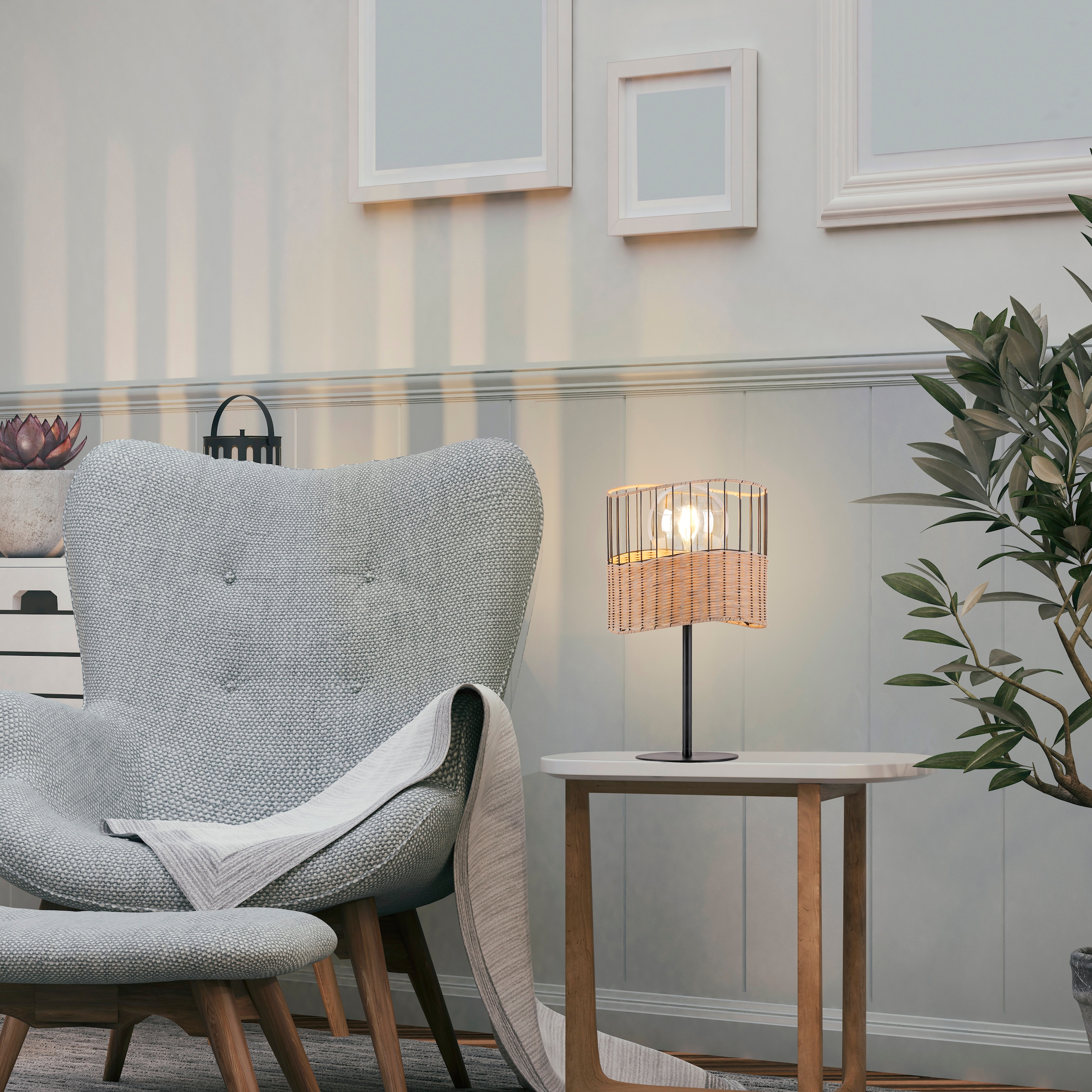 JUST LIGHT Nachttischlampe »REED«, 1 flammig, Leuchtmittel E27 | ohne Leuchtmittel, Schalter, Schnurschalter