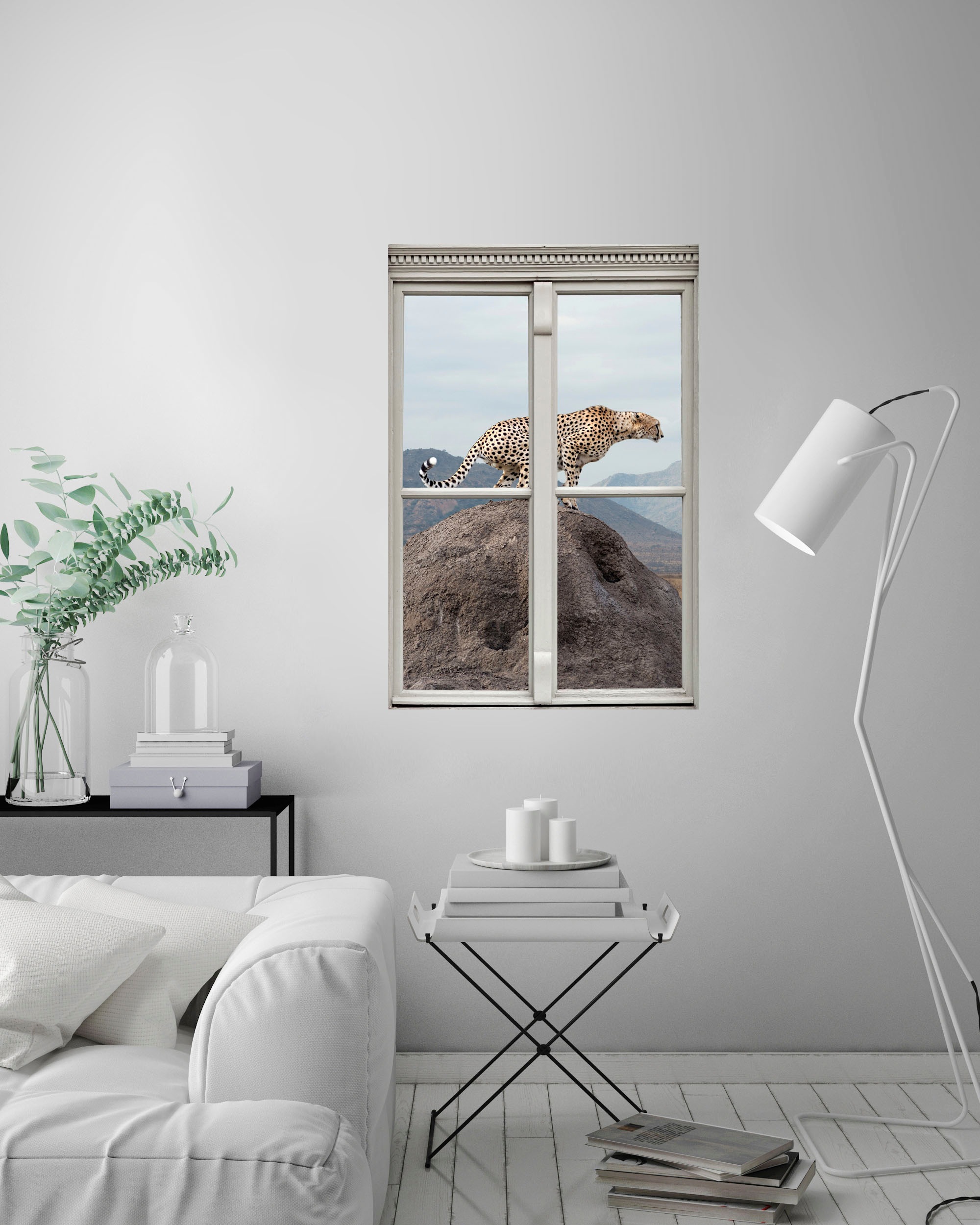 queence Wandsticker »Gepard«, Wandsticker, Wandbild, selbstklebend, 3D, Fenster