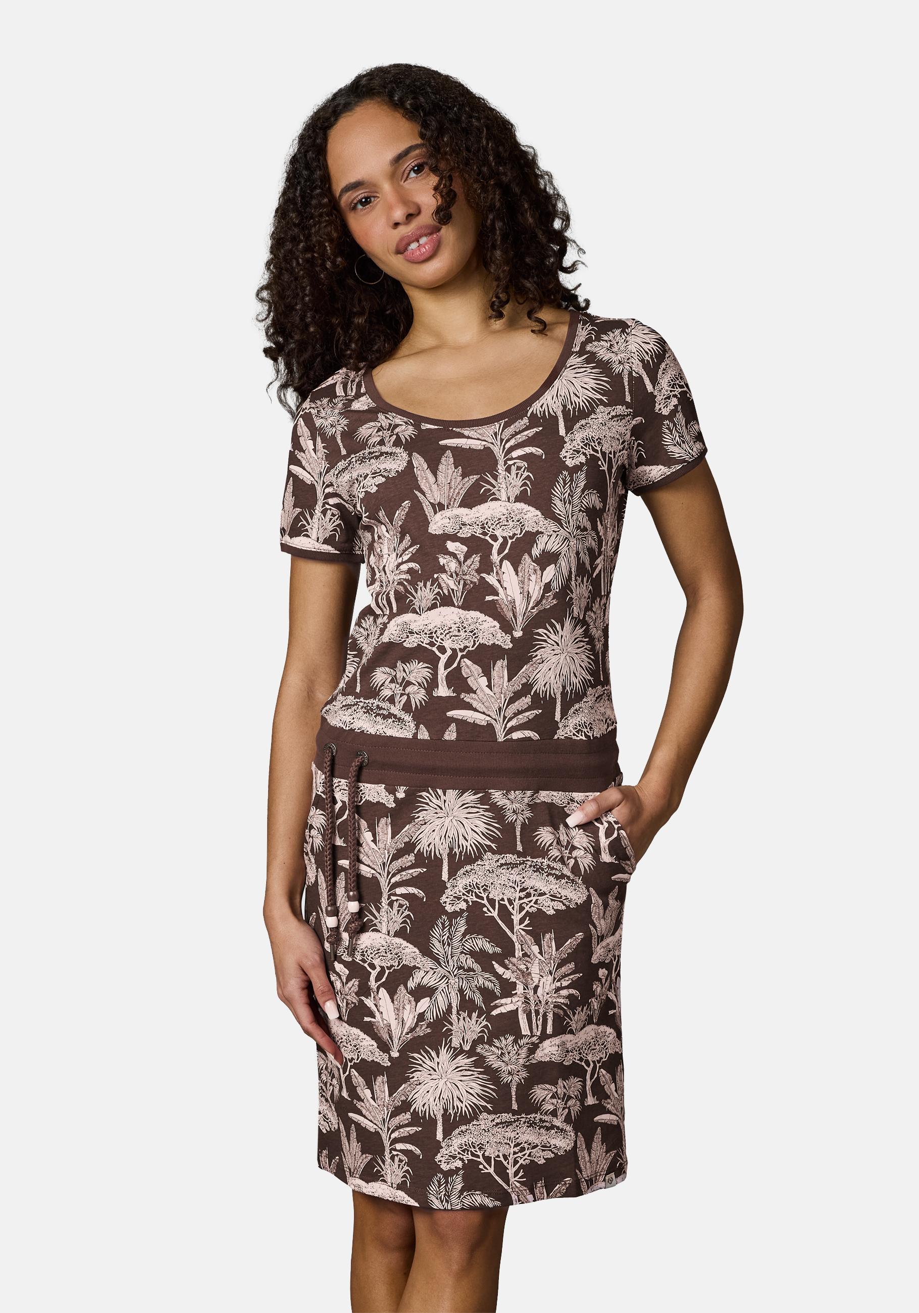 Ragwear Sommerkleid "Baomi Tropic YOUMODO" Außentaschen Eingrifftaschen Gemustertes Kurzarm Kleid für Damen
