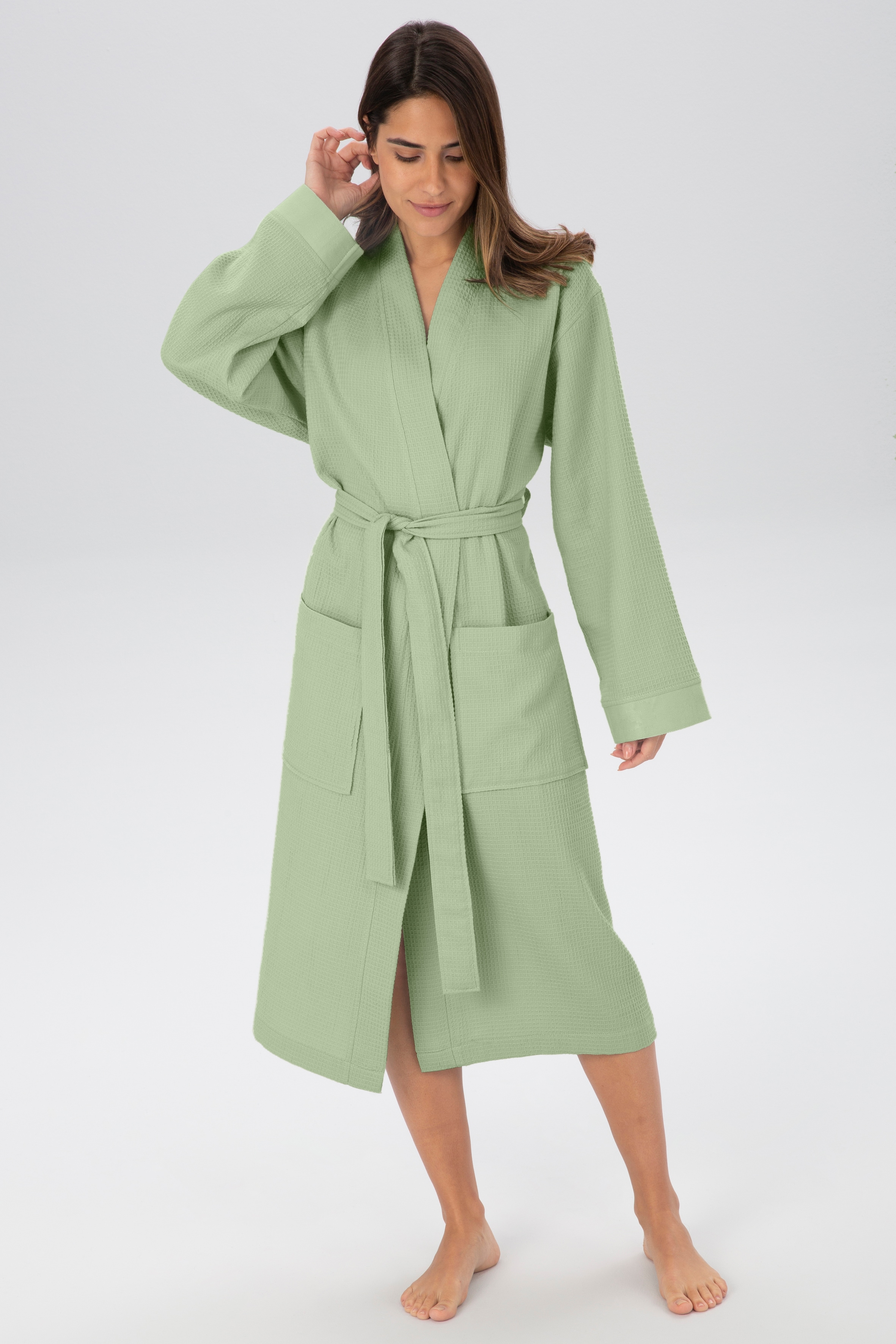 OTTO home Unisex-Bademantel "Vanessa, ideal für Sauna & Spa, Hotelbademantel, Morgenmantel" 1 Stk. Taschen, Damen & Herren, Waffelpiqué, sehr leichte Qualität, S-3XL
