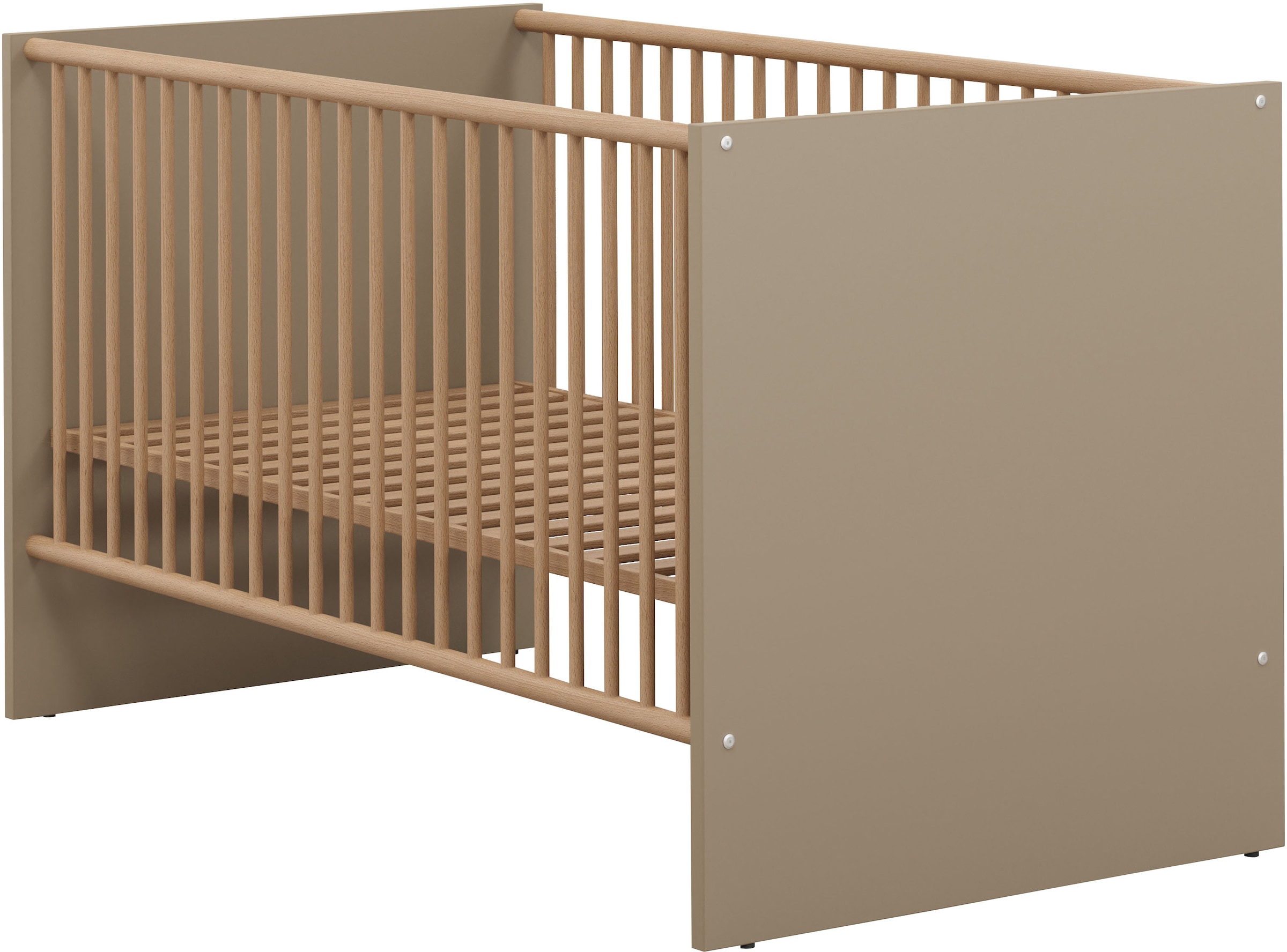 trendteam Babymöbel-Set »Beja«, (Set, 2 tlg.), Babyzimmermöbel: Kinderbett und Wickelkommode - silberfarbene Griffe