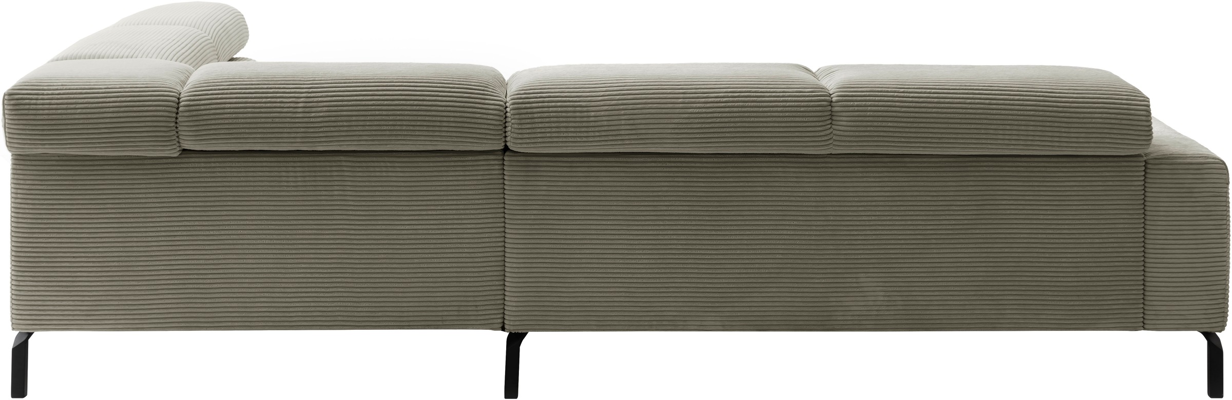 Places of Style Ecksofa »Antonelli, L-Form, inkl. Kopfteilverstellung, Breite 276 cm«, ohne Sitztiefenverstellung, in Cord, stone