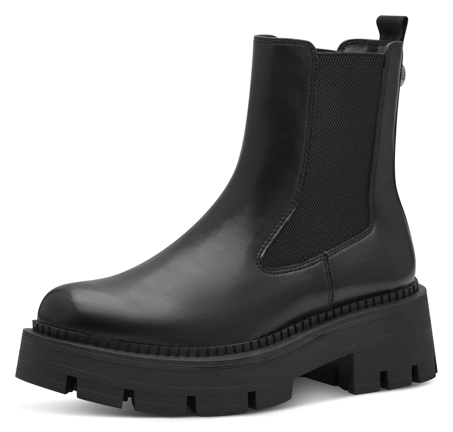 Chelseaboots, Blockabsatz, Schlupfschuh, Stiefelette mit T-Logoemblem an der Ferse