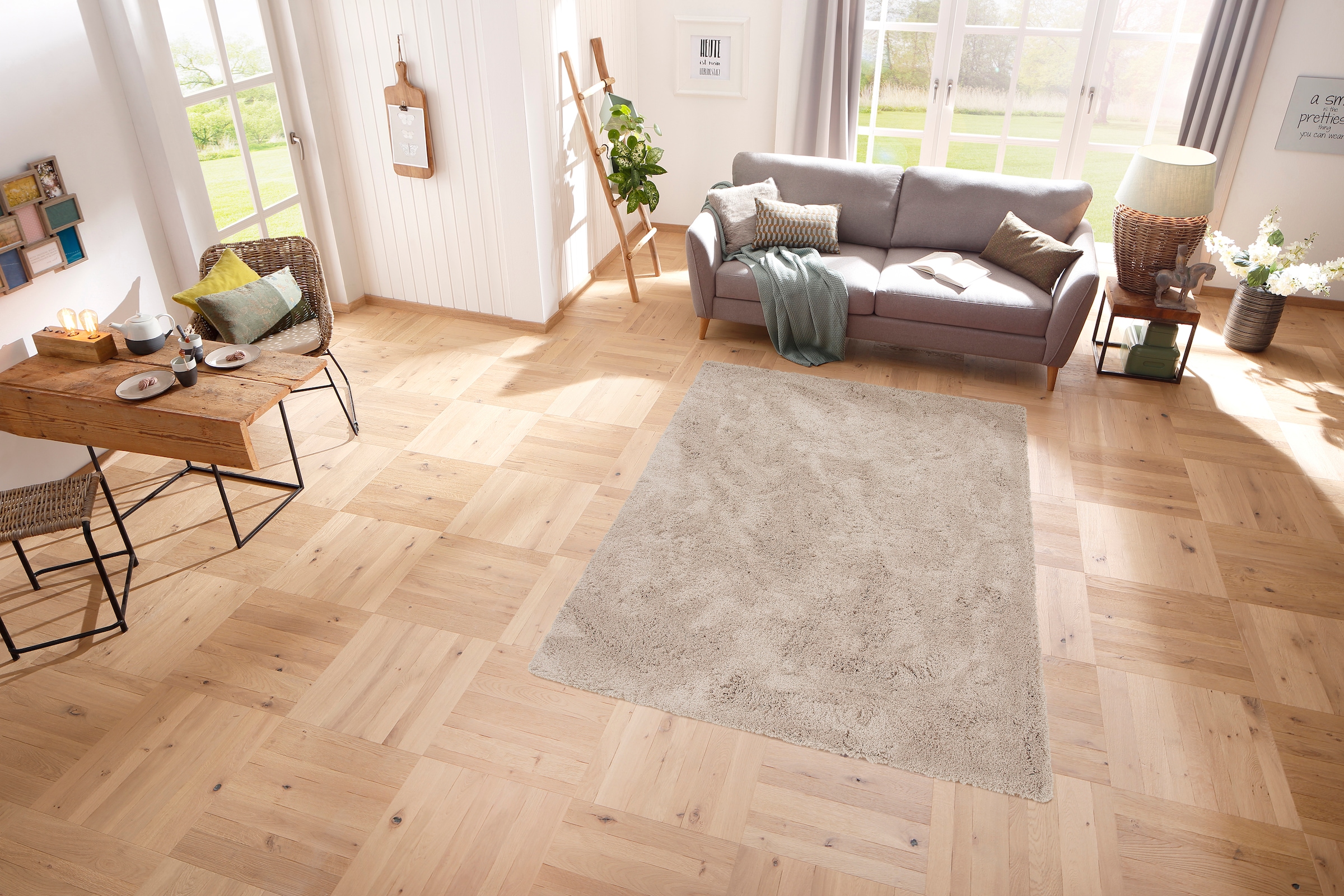 my home Teppich »Desner, Hochflor Teppiche«, rechteckig, 35 mm Höhe, Mikrofaser, weich, flauschig, Wohnzimmer, Schlafzimmer, Kinderzimmer