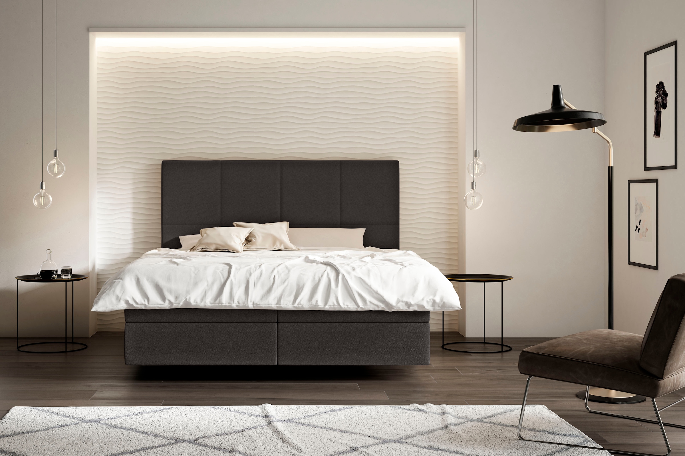 Boxspringbett »Saga«, mit BULTEX® inklusive Topper in Schwebeoptik, Kopfteilhöhe 133 cm