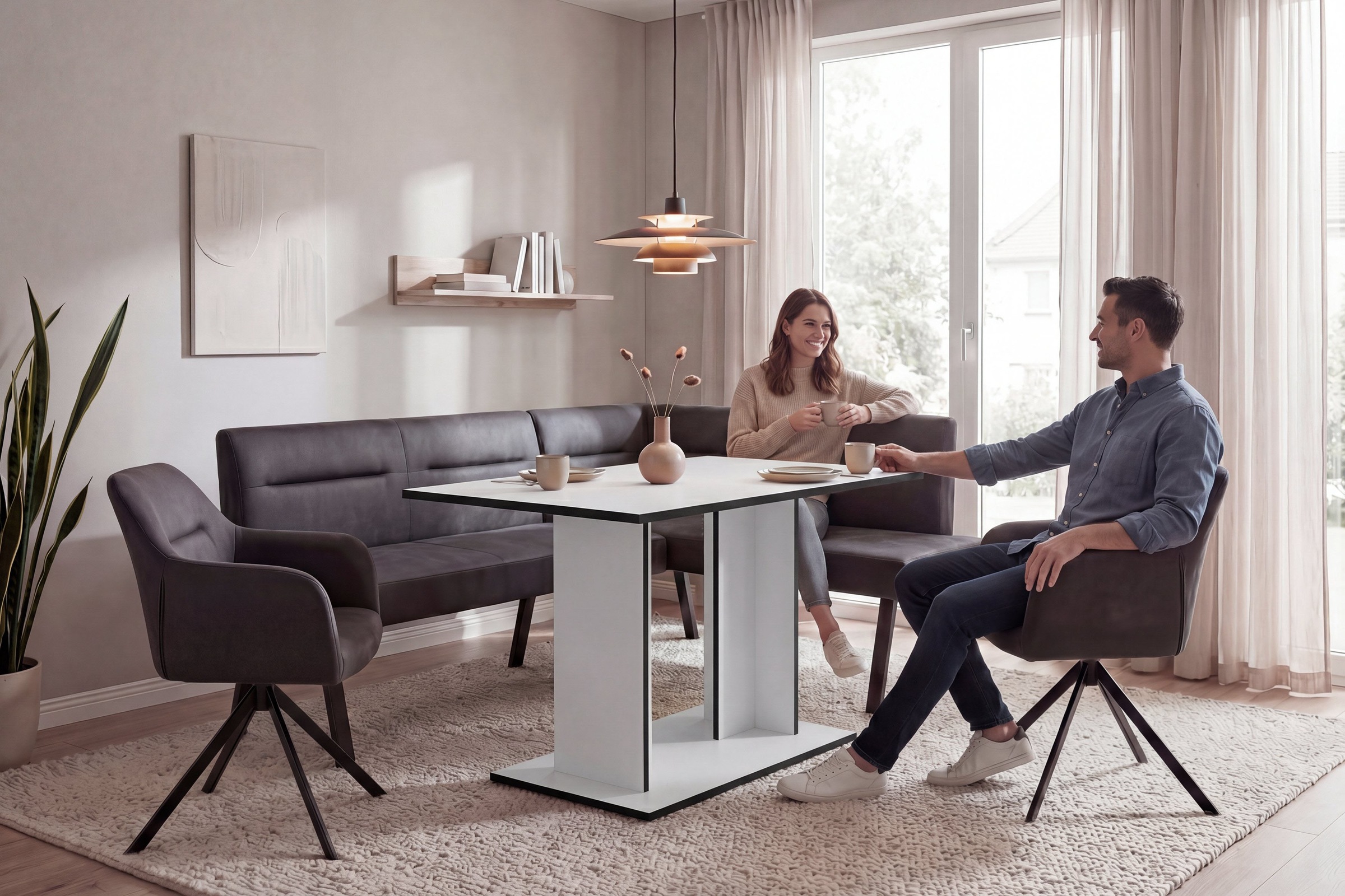 byLIVING Esstisch »TOM« Artisan Eiche oder Weiß, 100 kg, 4 Sitzplätze, Säule: 25 x 56,6 cm