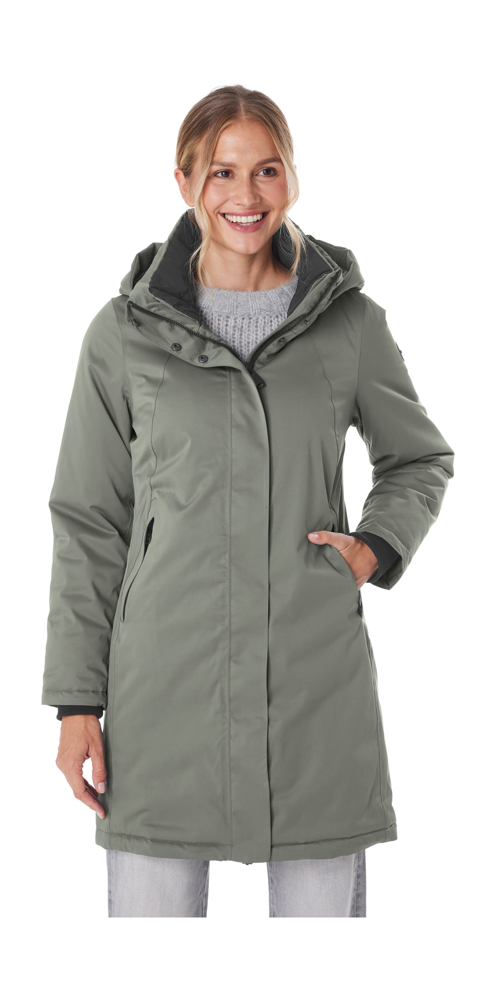 Parka "GW 93 WMN PRK", Damen, Gr. 42, grün (helloliv), Obermaterial: 100% Polyester;Futter: 100% Polyester;Füllung: 100% Polyester, G.I.G.A. DX BY KILLTEC, Jacken Parka, wasserdicht, atmungsaktiv, 2-Wege-Reißverschluss