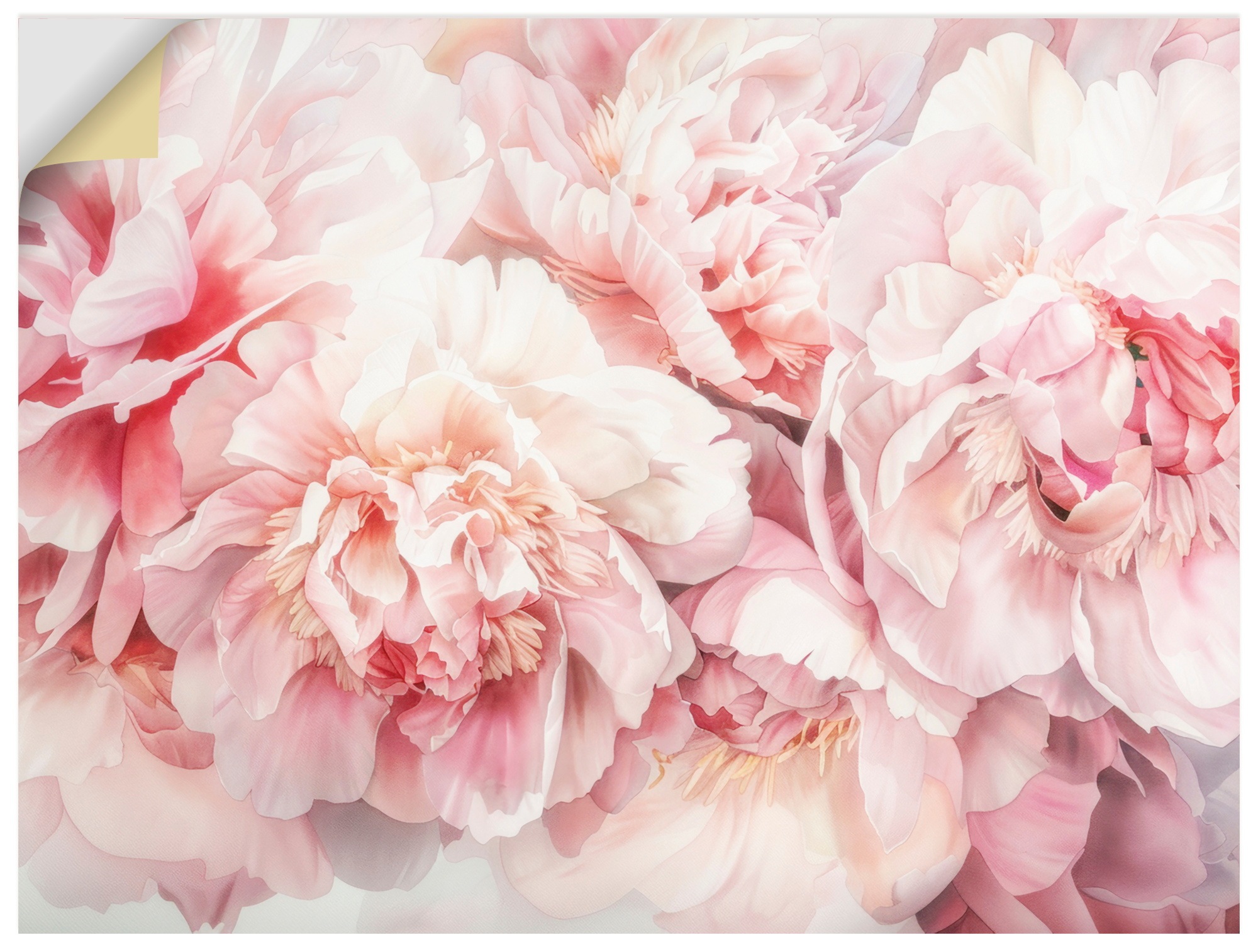 Wandbild ARTLAND "Rosa Farbene Pfingstrosen Aquarell", farbe bild(er): pink, B:80cm H:60cm, Bilder, als Alubild, Leinwandbild, Poster, Wandaufkleber in verschied. Größen