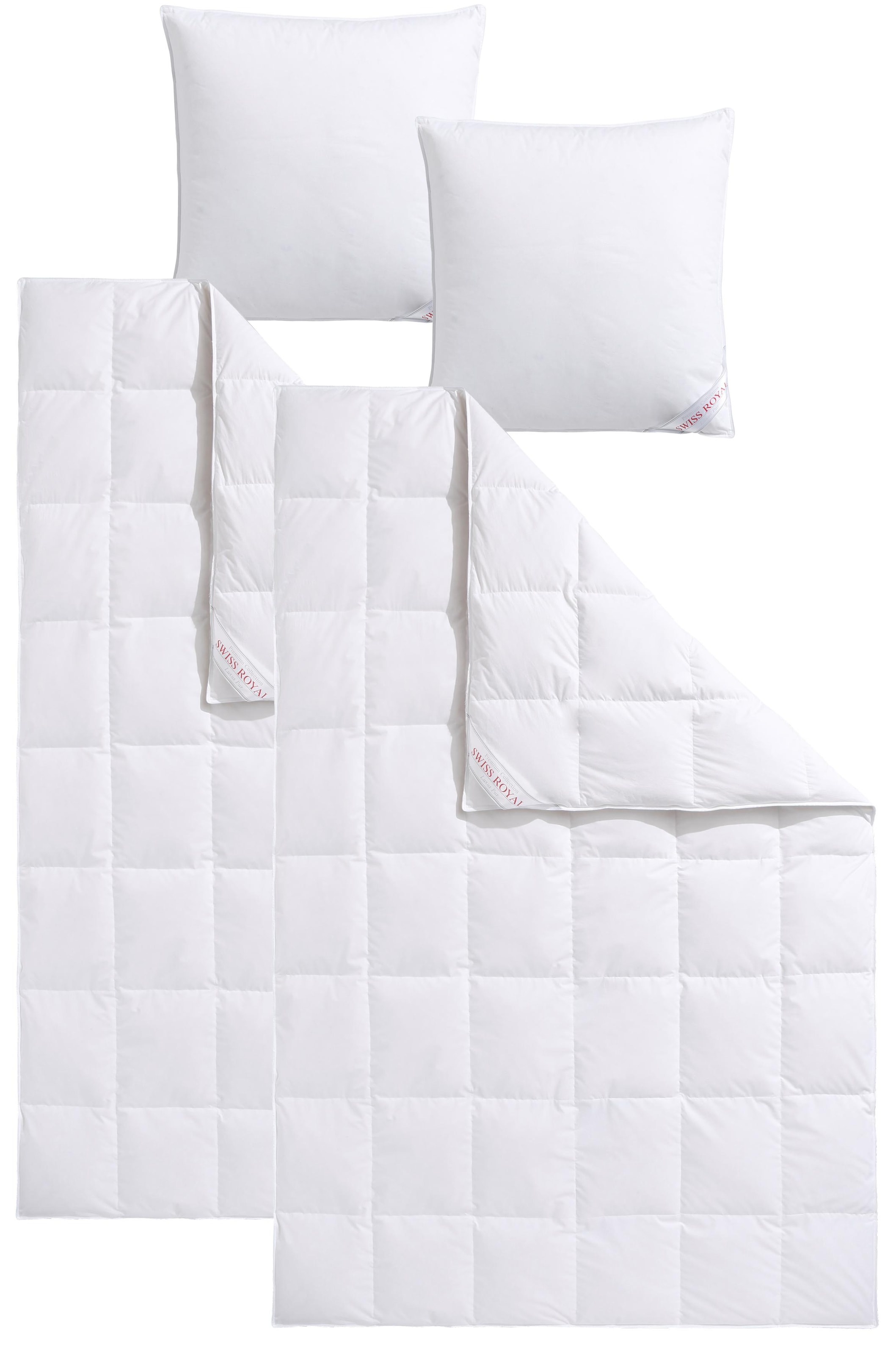 Daunenbettdecke + Kopfkissen HAEUSSLING, weiß, Füllung Innenkammer: 100% Federn. Kopfkissen Füllung: 90% Daunen, 10% Federn, Bettwaren-Sets, "Swiss