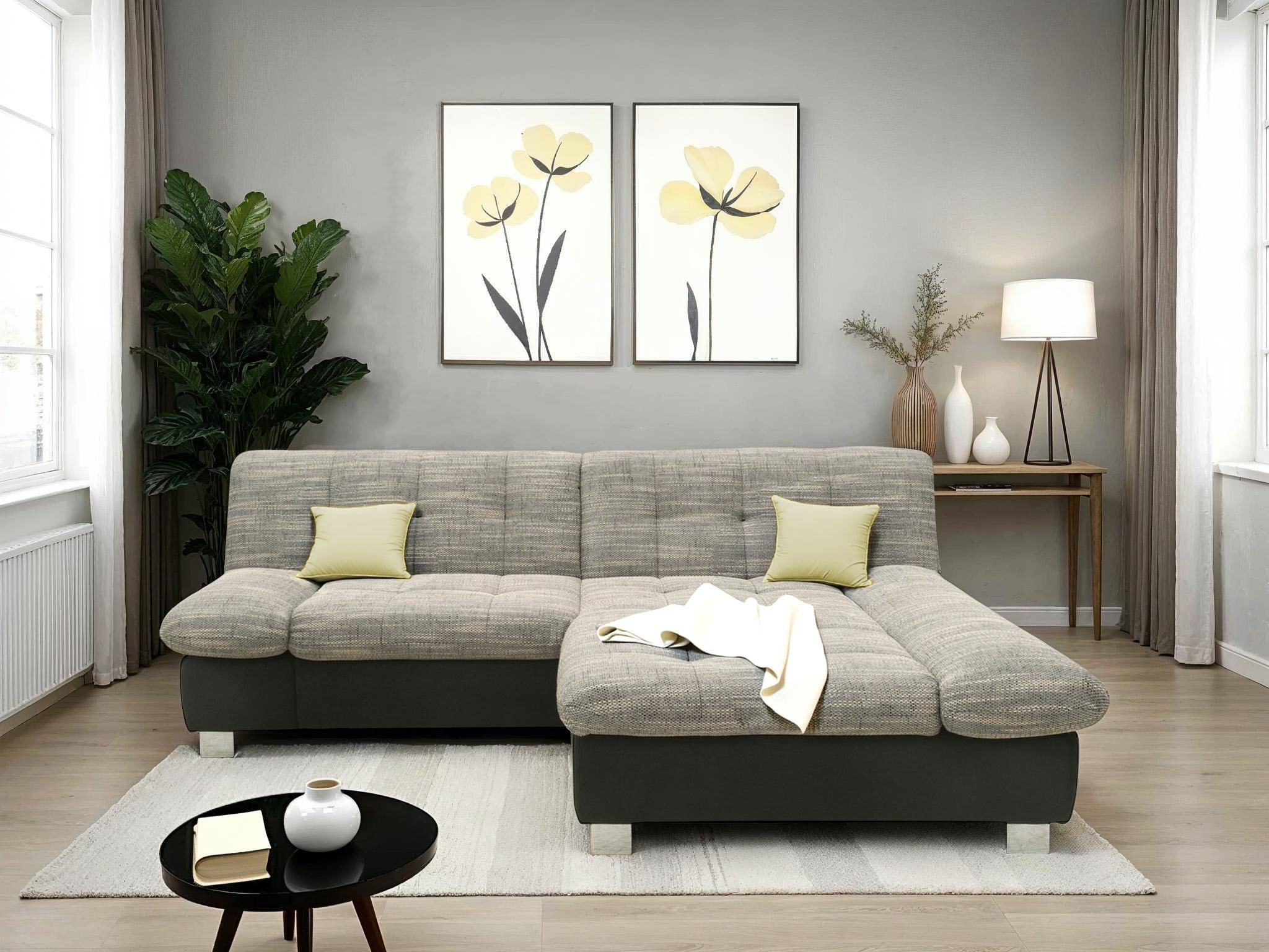 DOMO collection Ecksofa "100031 234x157 cm, kompakt, komfortabel & bequem, L-Form" whlw. mit Bettfunktion und Armteilverstellung
