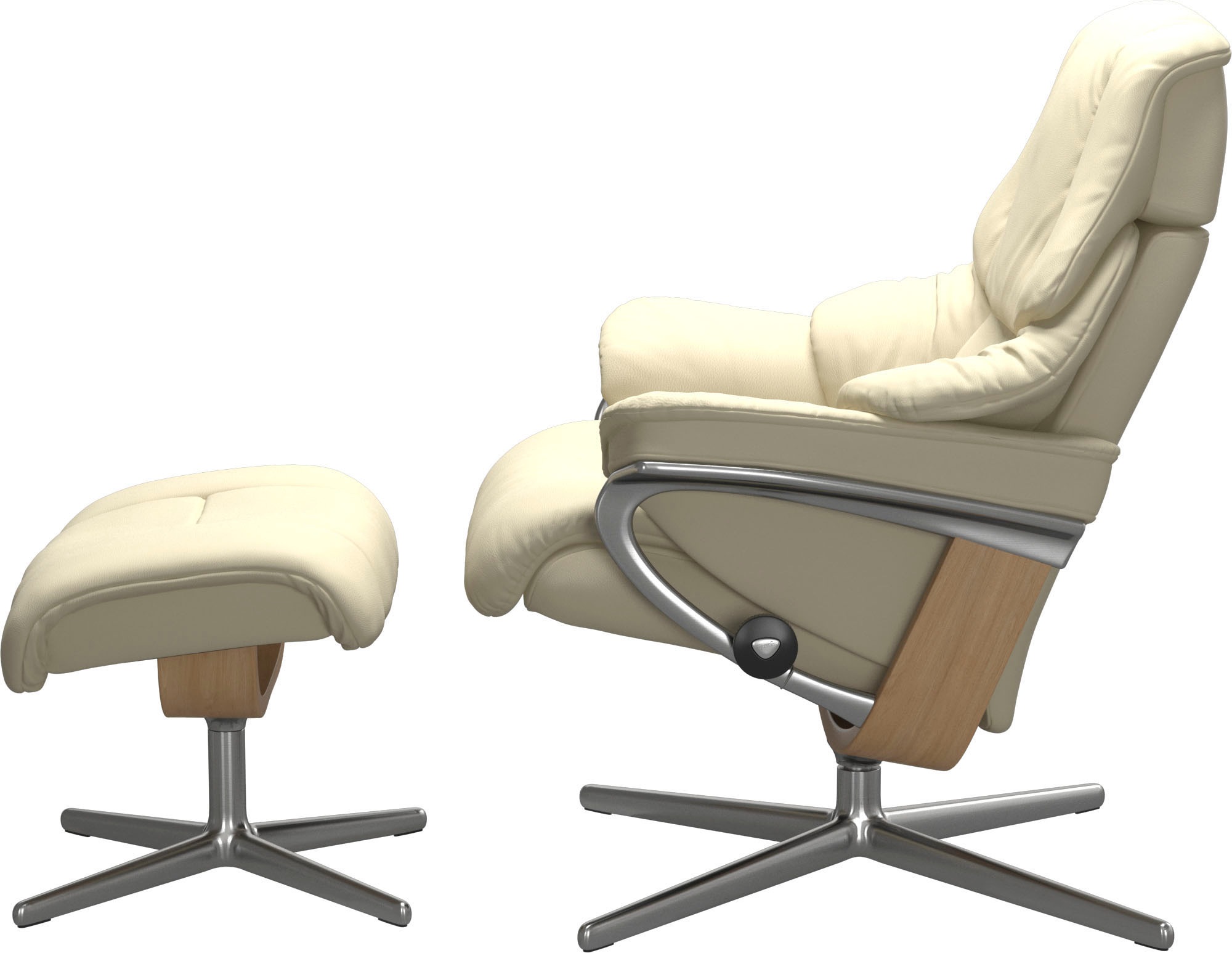 Stressless® Relaxsessel »Reno«, (Set, Relaxsessel mit Hocker), mit Hocker, mit Cross Base, Größe S, M & L, Holzakzent Eiche
