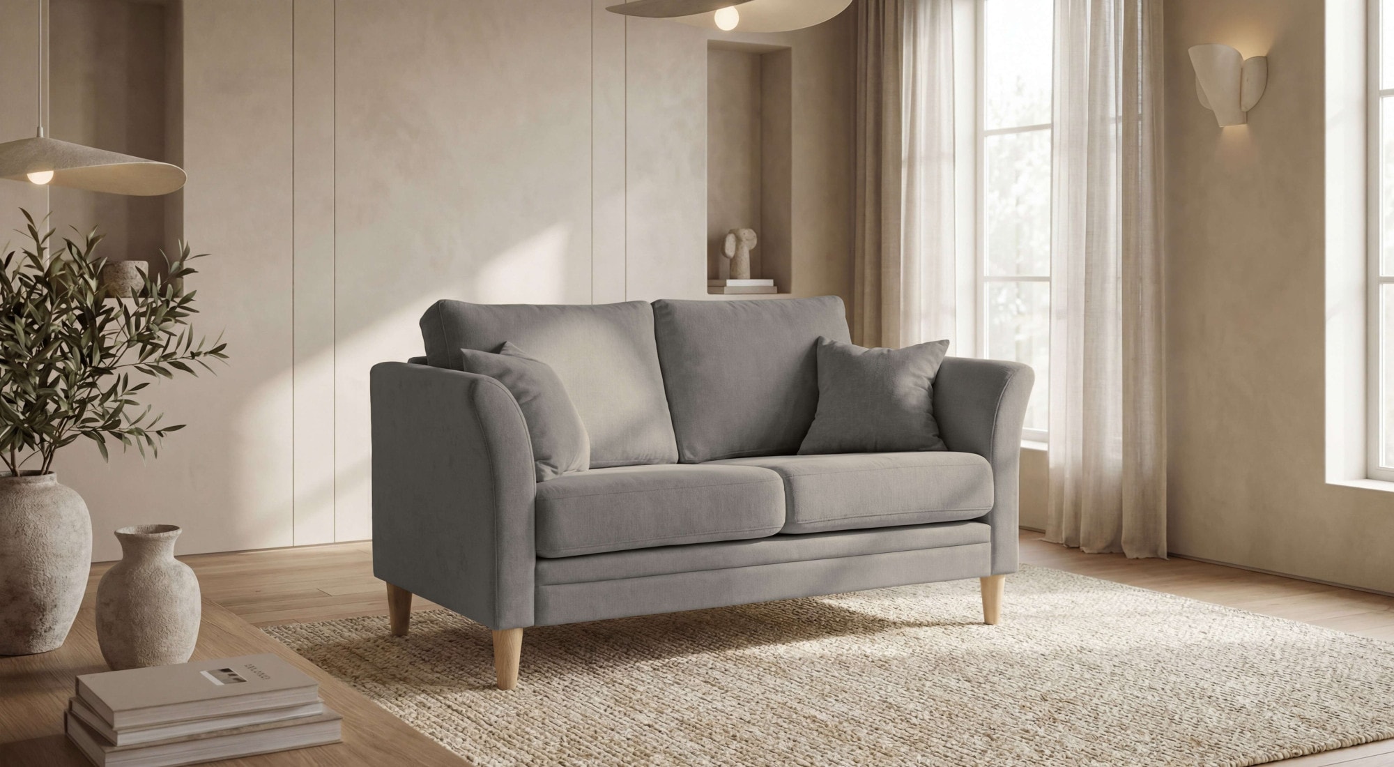 OTTO home 2-Sitzer "Arellano, Breite 155 cm" klassisches Design, 2 Zierkissen inklusive, Webstoff fein, Chenille