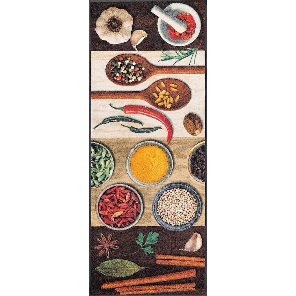 wash+dry by Kleen-Tex Küchenläufer »Hot Spices«, rechteckig, 9 mm Höhe, Motiv Gewürze, rutschhemmend, waschbar, Küche