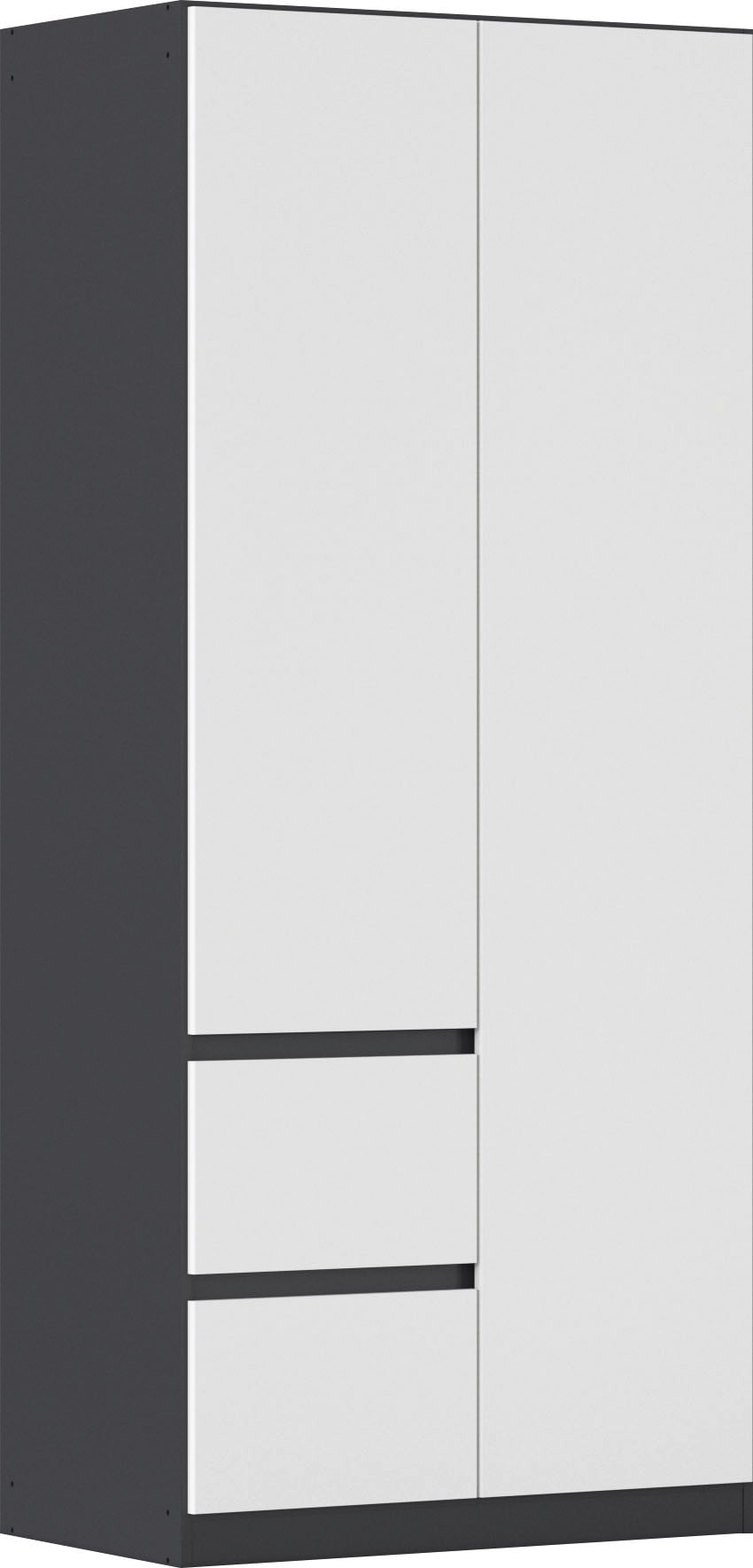 rauch Drehtürenschrank "Mehrzweckschrank Aktenschrank Mietswohnung Garderobe MAINZ 91cm breit" 3 verschiedene Ausstattungen BASIC/CLASSIC/PREMIUM (inkl. SOFT-CLOSE), grifflose Front, Türen mit Push-to-Open Funktion MADE IN GERMANY