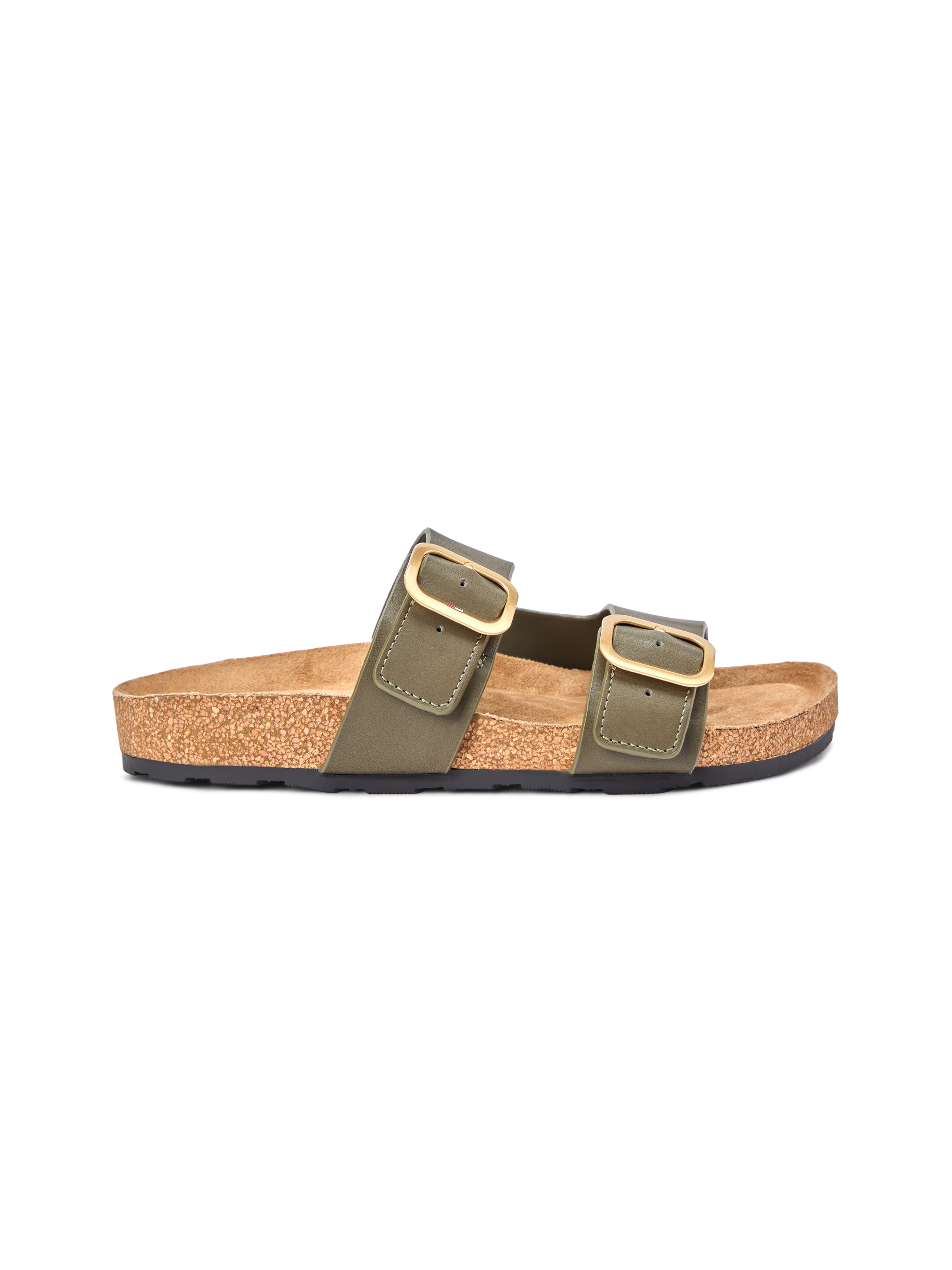 Tommy Hilfiger Pantolette »TH CLASSIC CORK SANDAL LEATHER«  Sommerschuh, Schlupfschuh, Flat mit Logoemblem