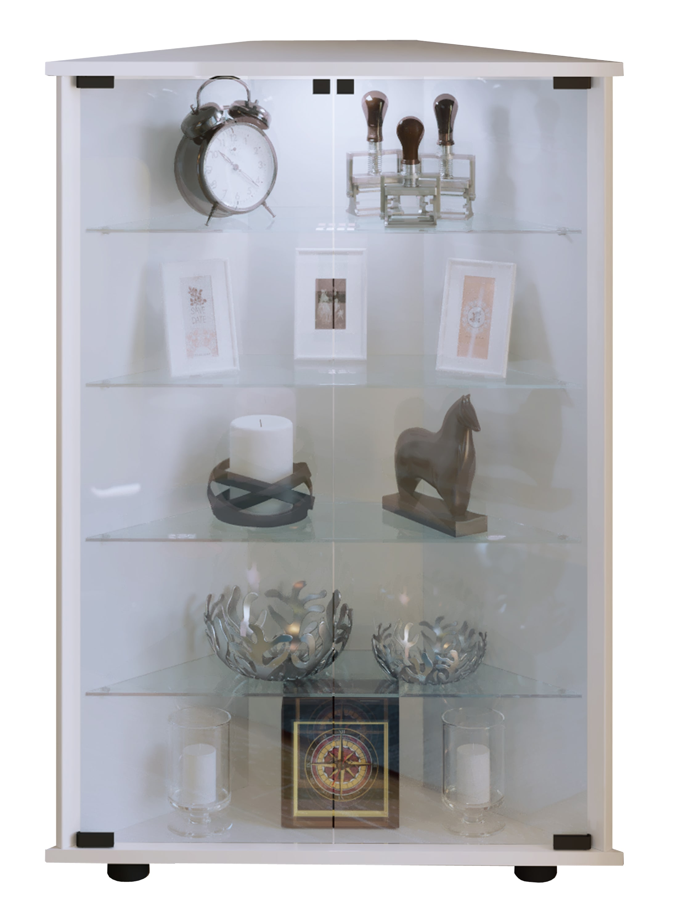 VCM Vitrine »Holz Glas Eckvitrine Vitrine Sammelvitrine Jecka L«, (1 St.)