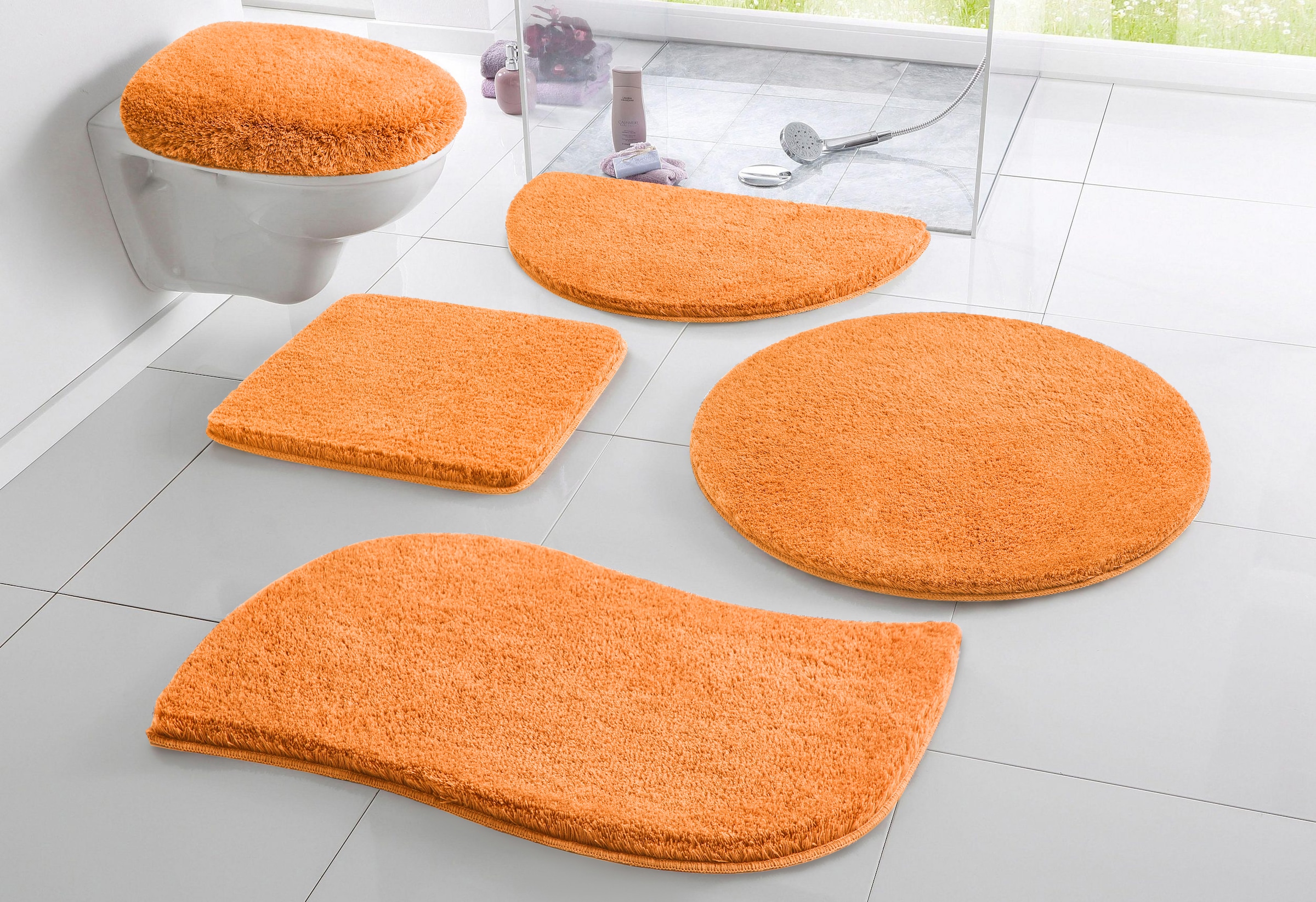 OTTO home Badematte "Merida, Badvorleger, Badezimmer Teppich" Höhe 32 mm rutschhemmend beschichtet fußbodenheizungsgeeignet schnell trocknend strapazierfähig Badteppich, Uni Farben, rechteckig, rund & als 2-tlg. Set erhältlich