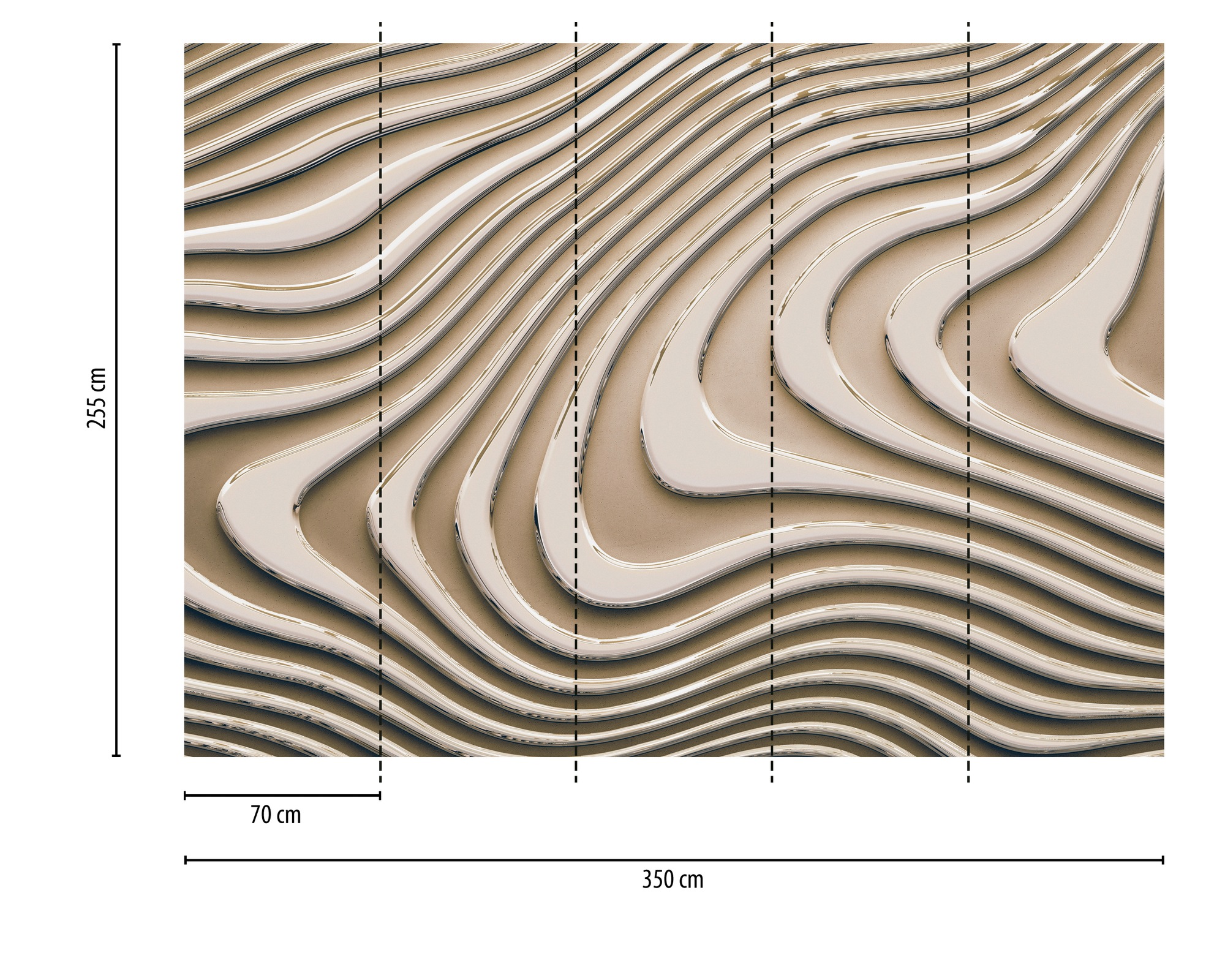 Thumbnail - A.S. Création Vliestapete "3D-Tapete Wellenoptik Beige Gold Abstrakt" matt strukturiert