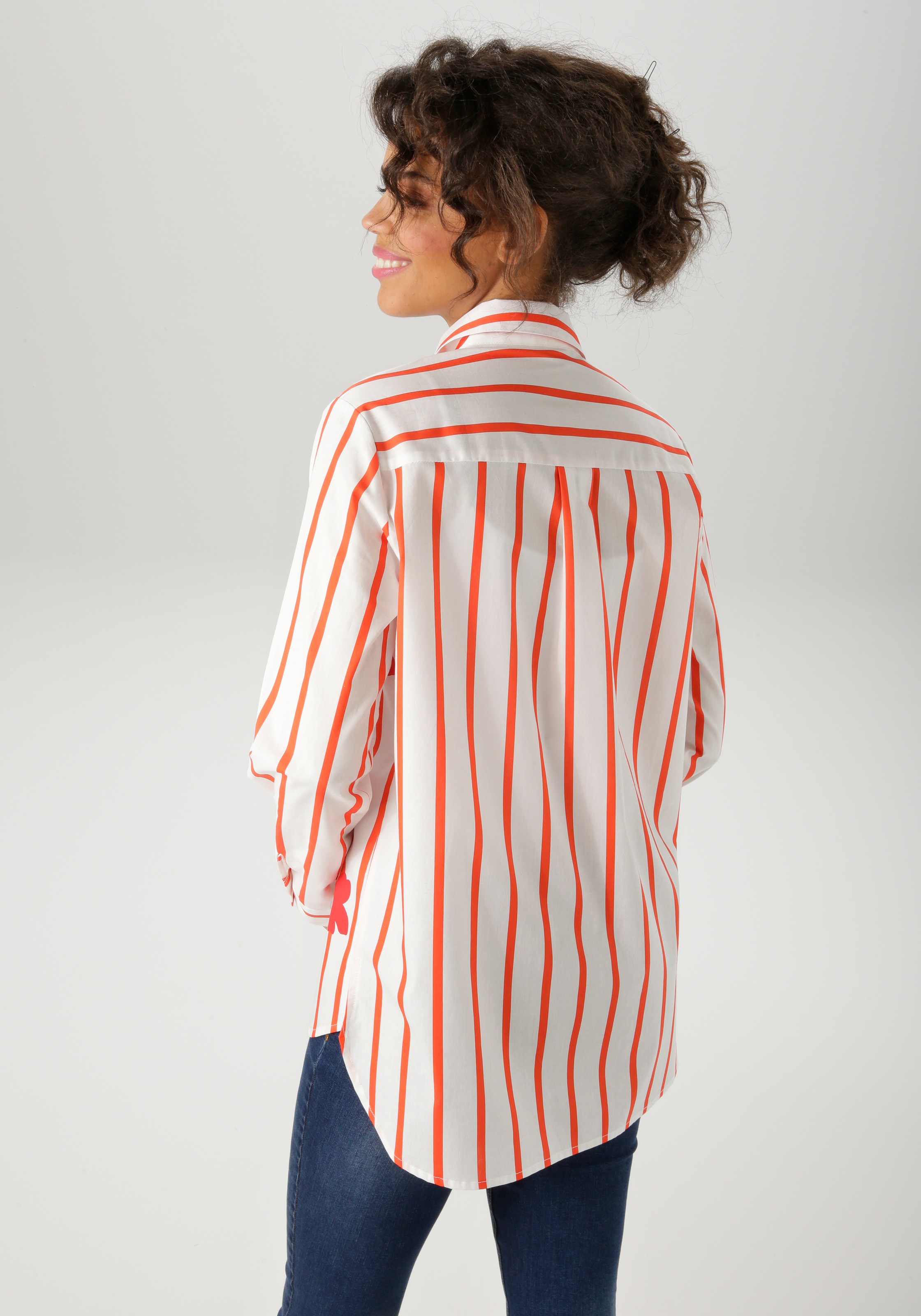 Aniston CASUAL Hemdbluse, mit Streifen und Blüten verziert - NEUE KOLLEKTIO günstig online kaufen