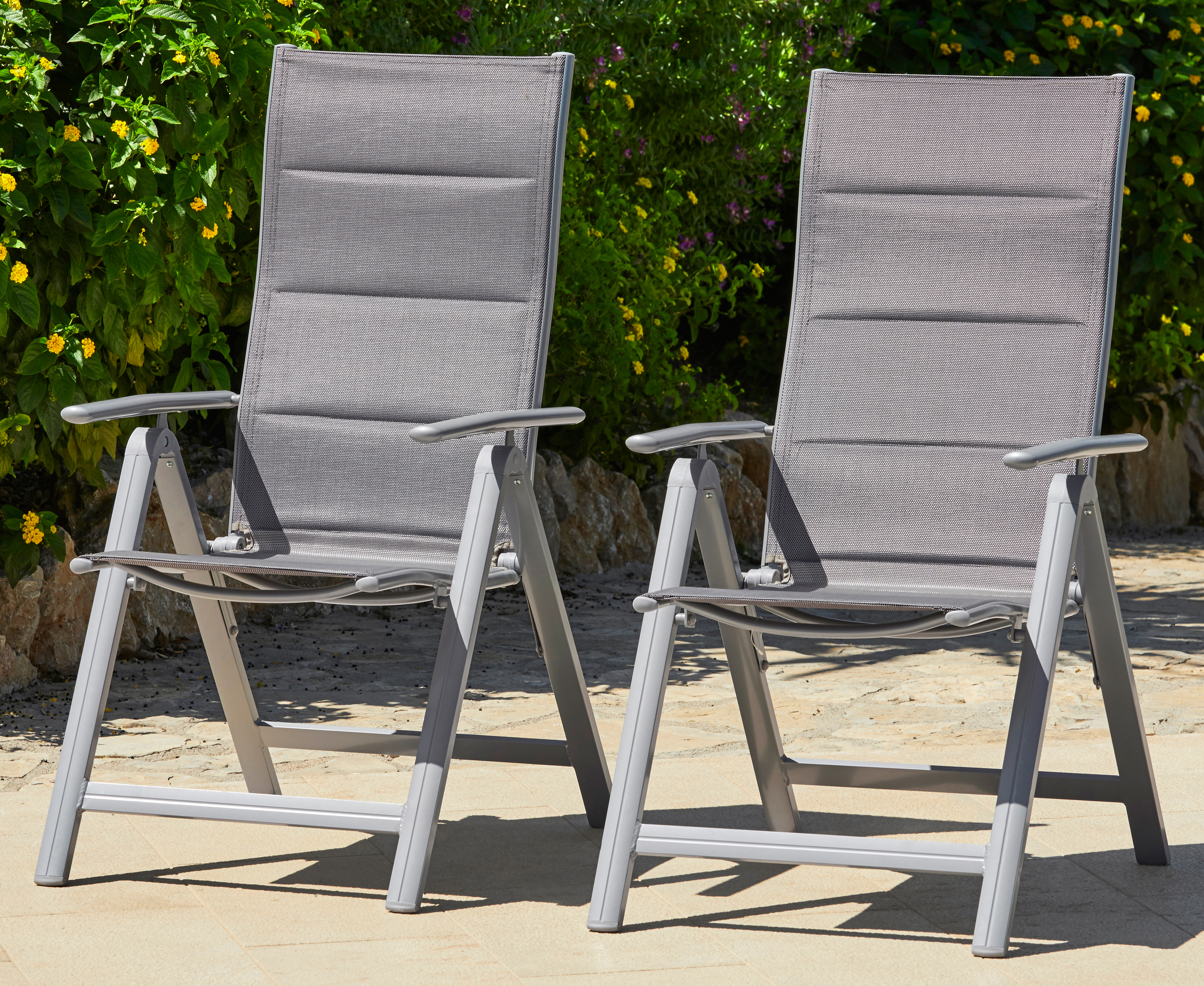 Gartenstuhl »Taviano«, (Set), 2 St., 2er Set, Alu/Textil, verstellbar, silber