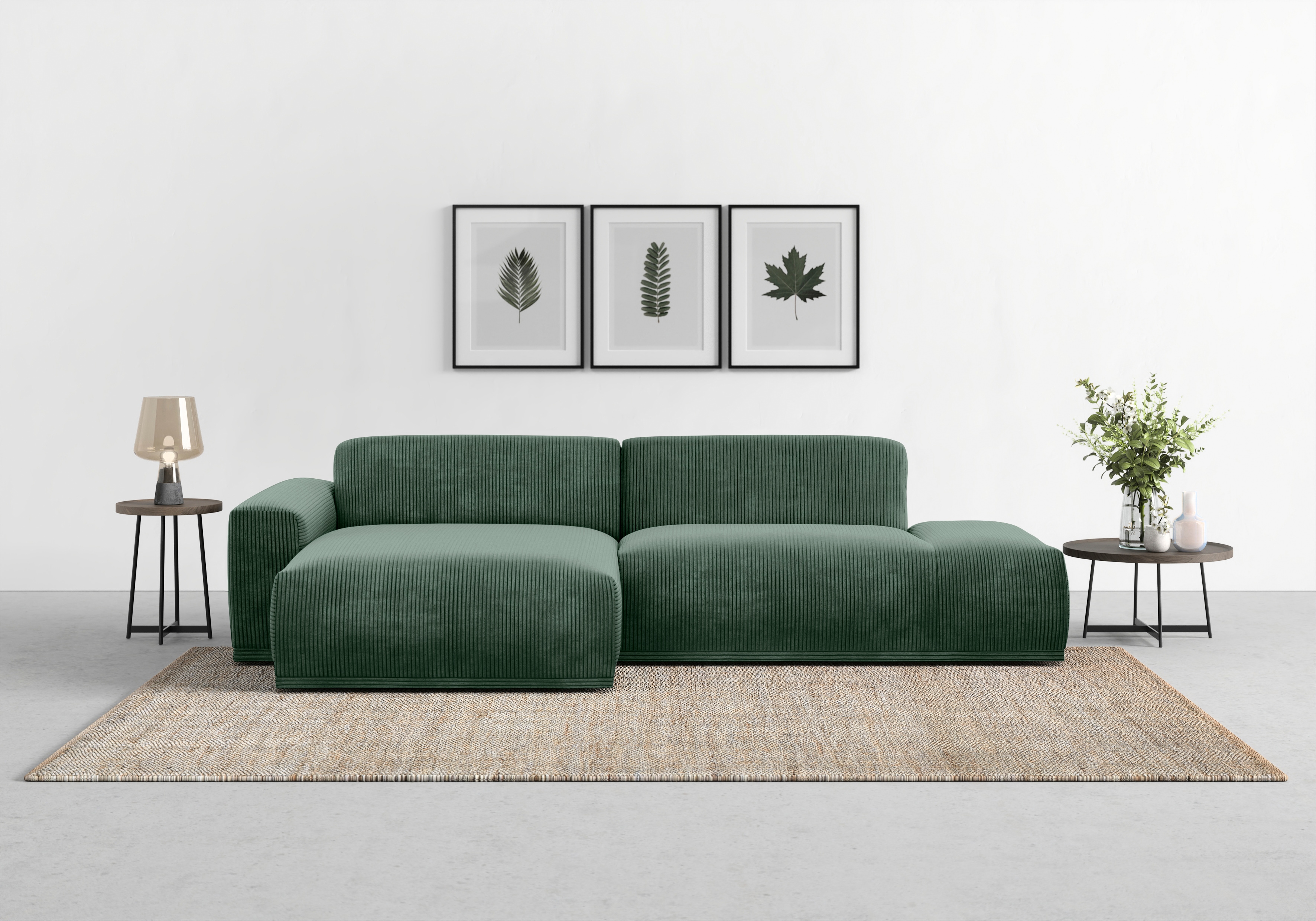 TRENDMANUFAKTUR Ecksofa "Braga, mit hochwertigem Kaltschaum, L-Form, Japandi-Design" modernes Sofa, Couch mit hohem Sitzkomfort, 275/72/160 cm (B/H/T)