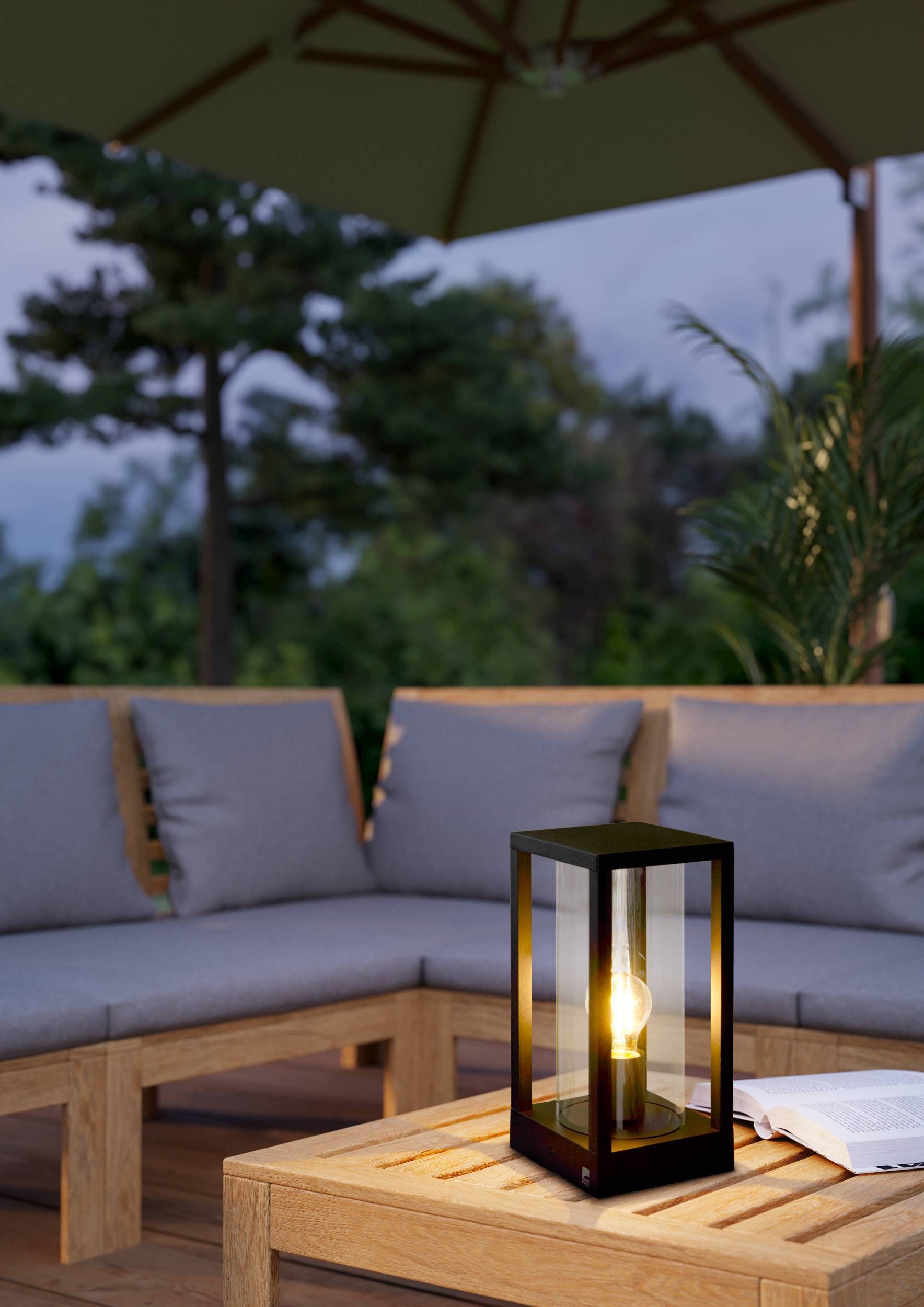 EGLO Sockelleuchte »Cascinetta Sockellampe, Vintage, Retro, Außenlampe, E27, IP44, Lampe« E27 1 Stk. Stehleuchte - L15 x B15 x H30,5 cm - schwarz - 1X40W exkl.