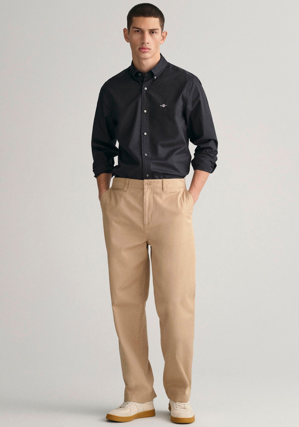 Gant Langarmhemd »Slim Fit Popeline Hemd leichte Baumwolle strapazierfähig pflegeleicht«, mit klassischer Logostickerei auf der Brust
