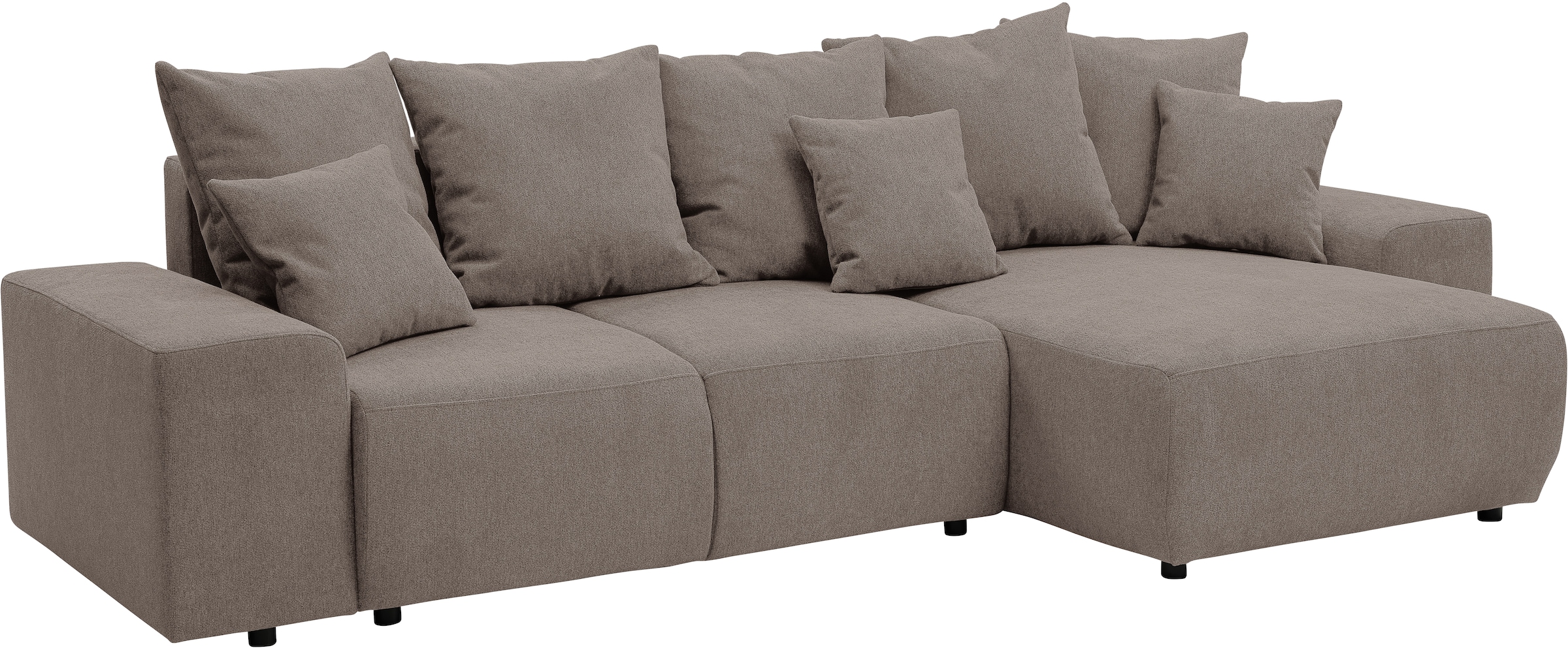 WERK2 Ecksofa »Riwa, modernes Sofa zum Kuscheln und Entspannen, Breite 300cm, L-Form«, Trendiges Ecksofa mit vielen Kissen, Schlaffunktion & Bettkasten