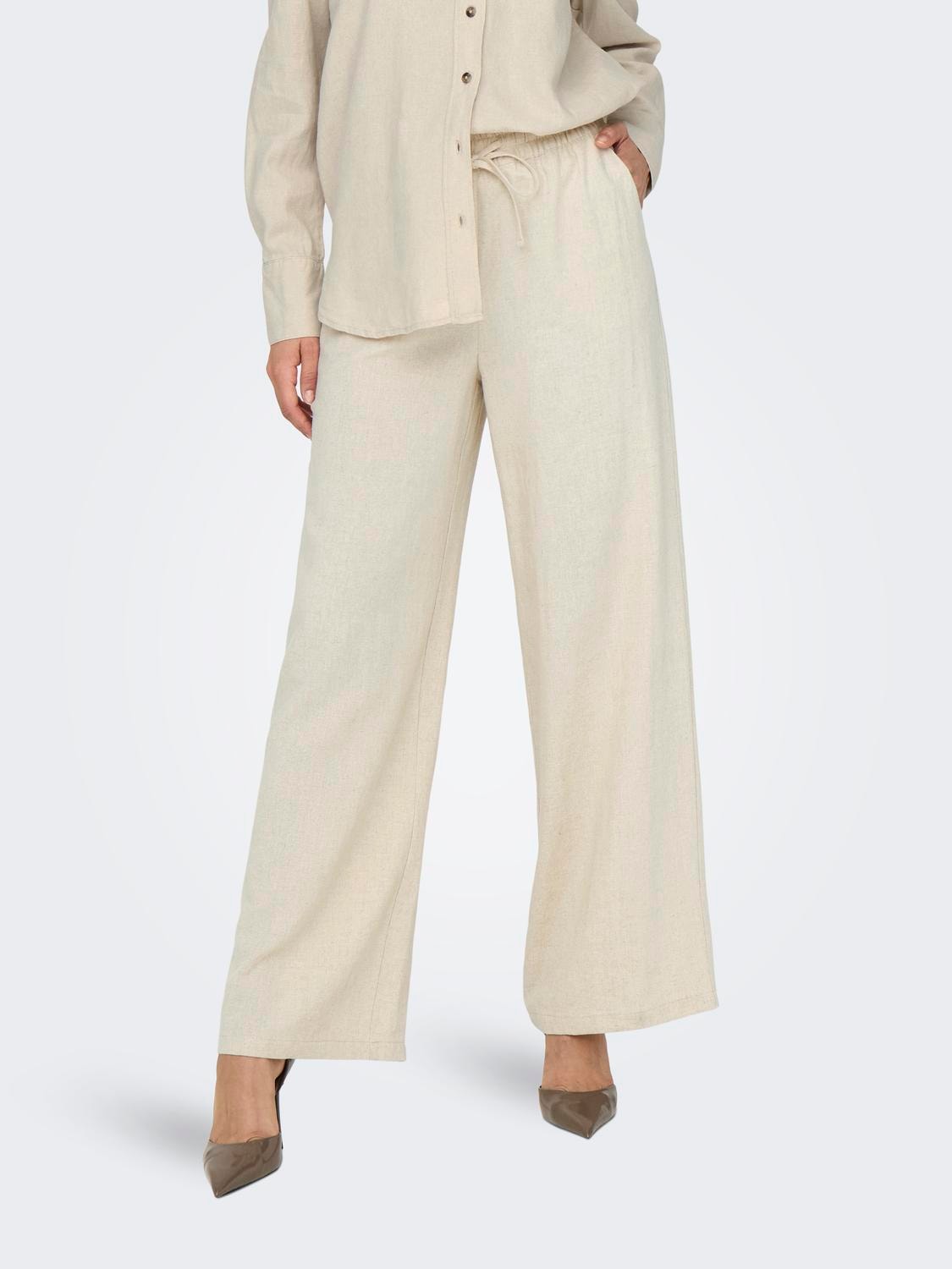 JDY Culotte "JDYSAY LINEN HW WIDE PANT WVN NOOS" günstig online kaufen