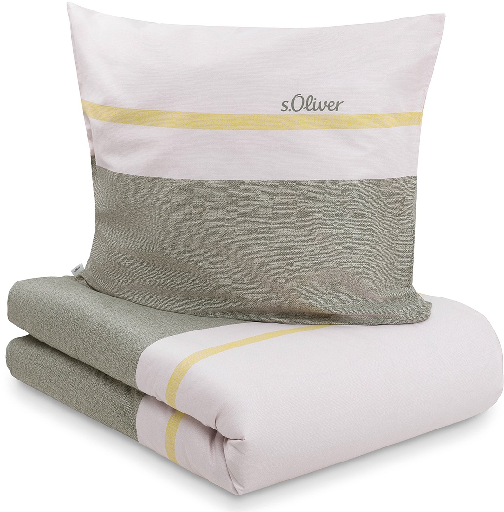 s.Oliver Bettwäsche »s.Oliver Satinbettwäsche« 2 Leinenstruktur mit modernem Farbstatement