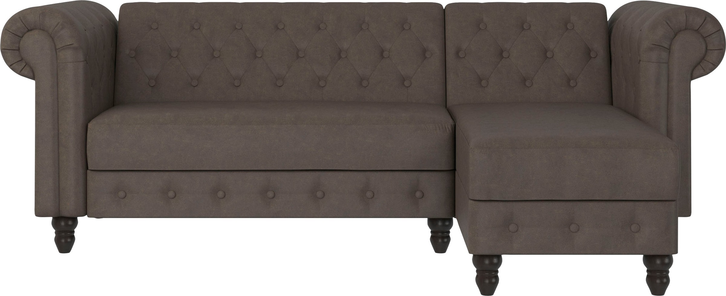 Dorel Home Ecksofa »Felix, L-Form, 241 cm (Liegefl.108x195 cm), Recamiere tauschbar,«, verstellb. Rückenlehne, Bett-Funktion, Velours, Kunstleder, Vintage
