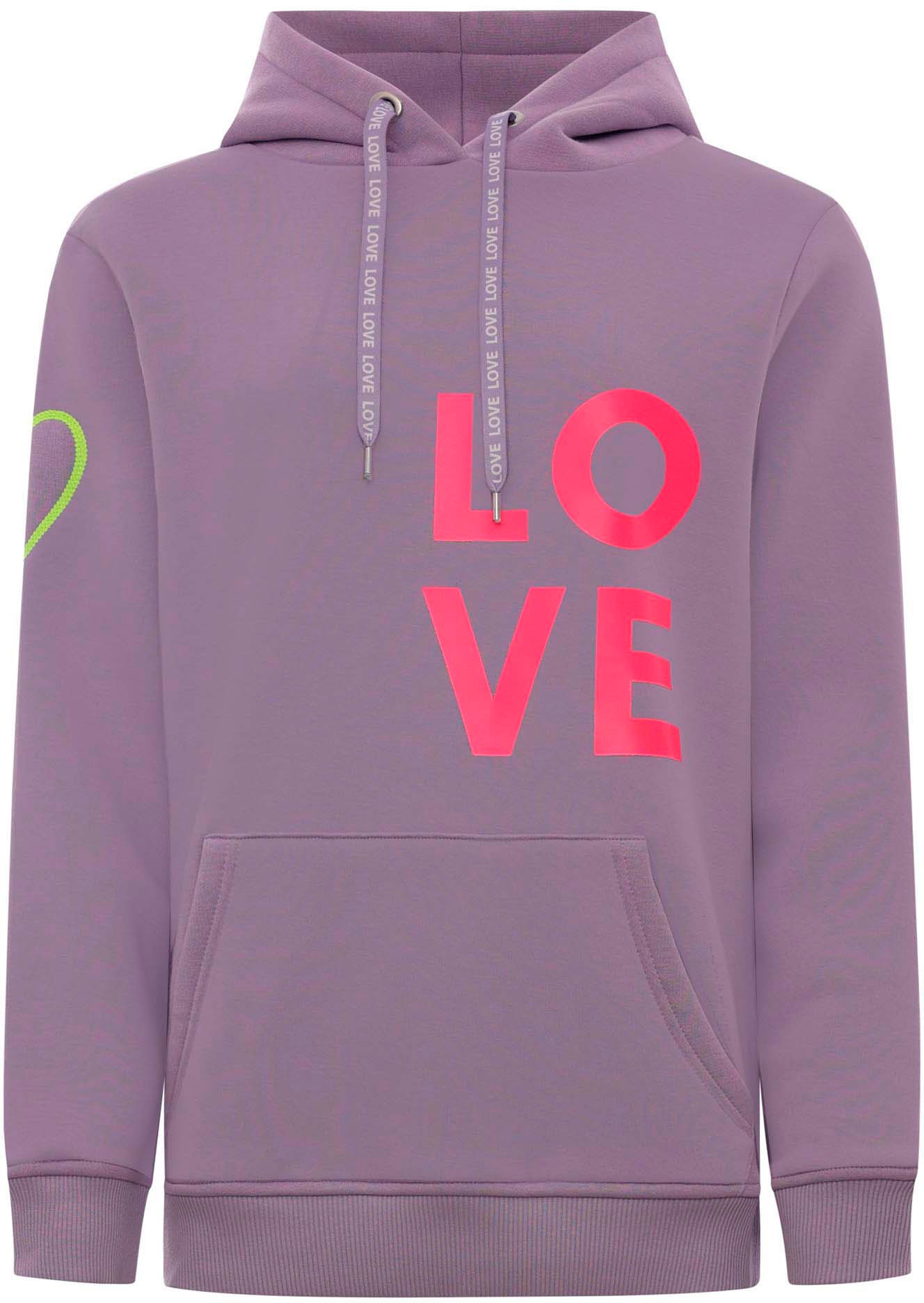 Zwillingsherz Kapuzensweatshirt, mit "Love"-Aufdruck und gesticktem Herz am Ärmel