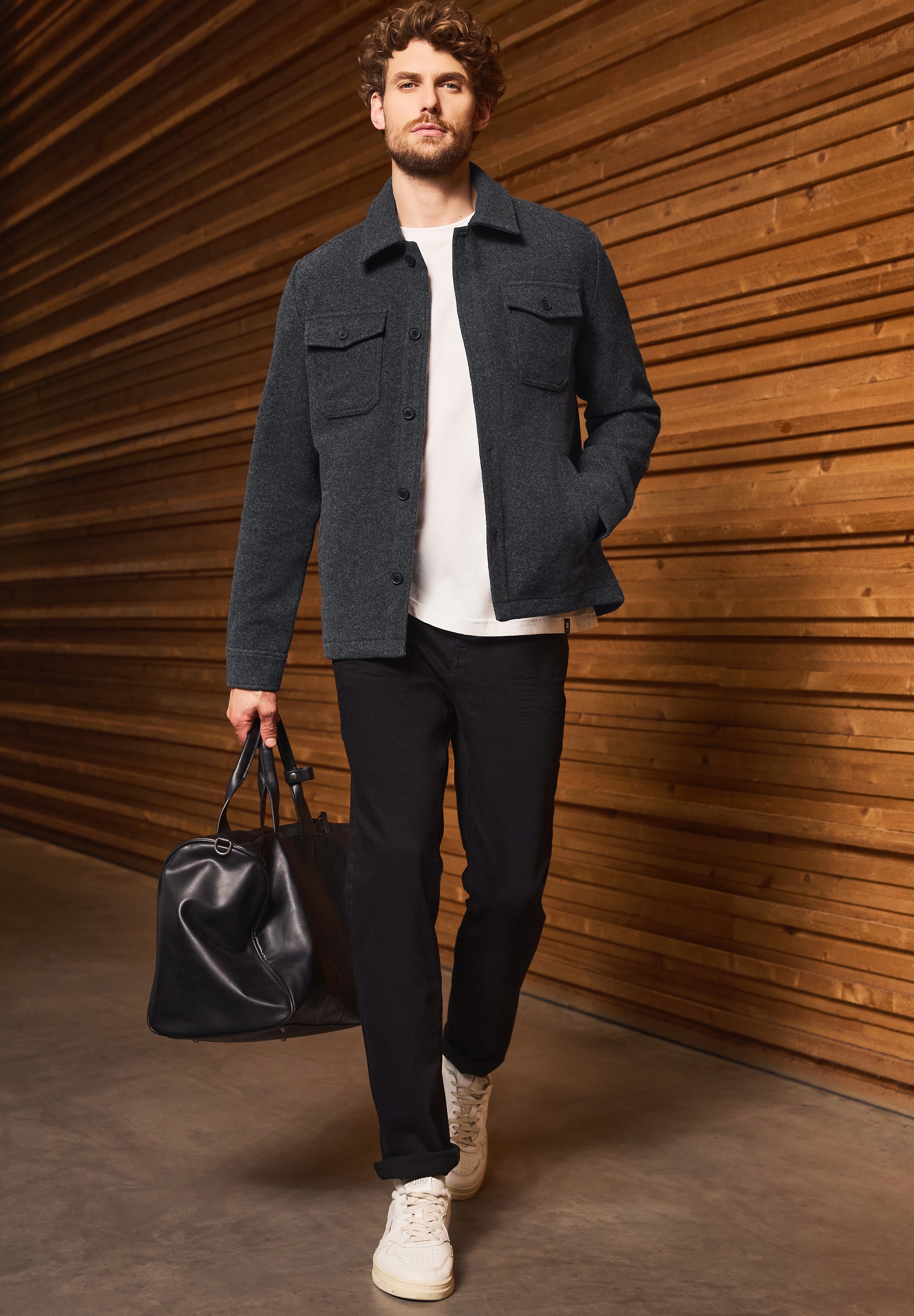 STREET ONE MEN Cargojacke ohne Kapuze mit Knopfleiste