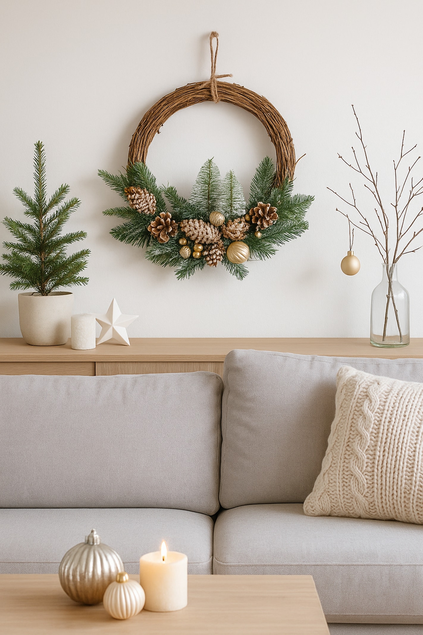 I.GE.A. Kunstkranz »Weihnachtskranz dekoriert« mit Christbaumkugeln Zapfen Zweige Beeren Adventskranz Weihnachtsdeko