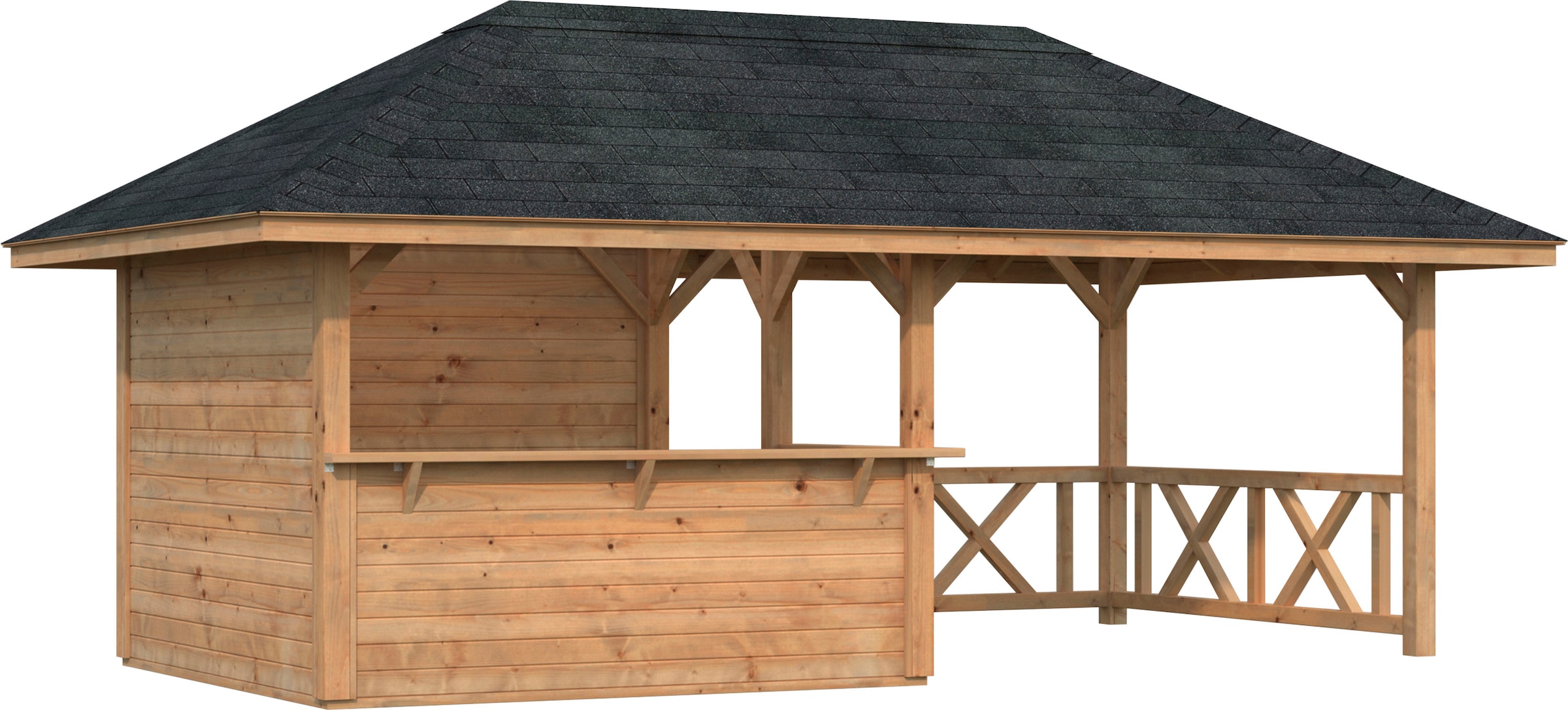 Holzpavillon »Bianca 16,6 m² Set 3«, BxTxH: 588x300x323 cm