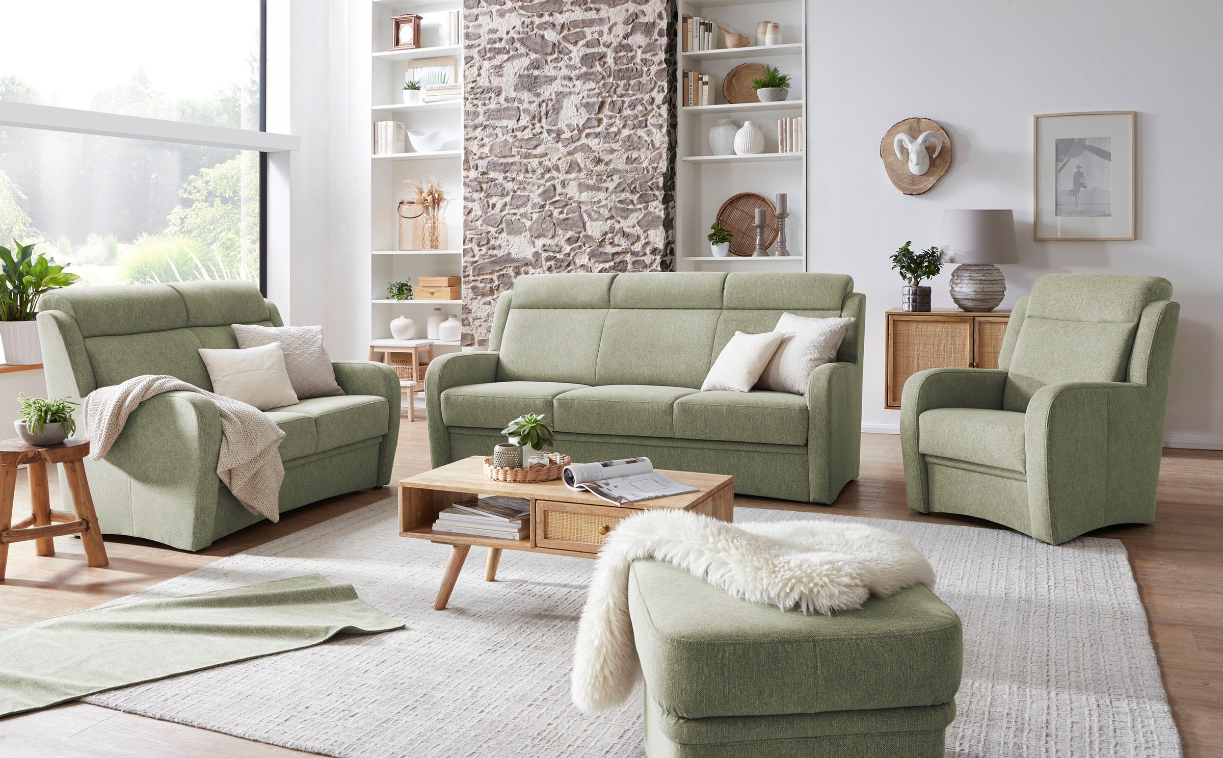 VILLA BECK Polstergarnitur "Varese", (3 tlg.), Kopfteilverstellung, Set aus günstig online kaufen