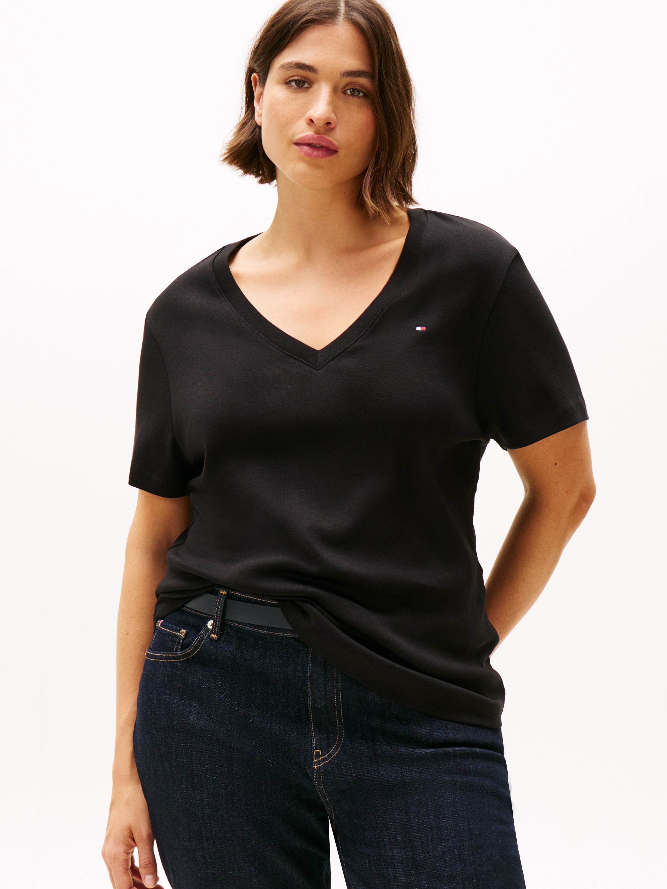 Tommy Hilfiger Curve V-Shirt "CRV SLIM CODY V-NK SS", in Großen Größen günstig online kaufen
